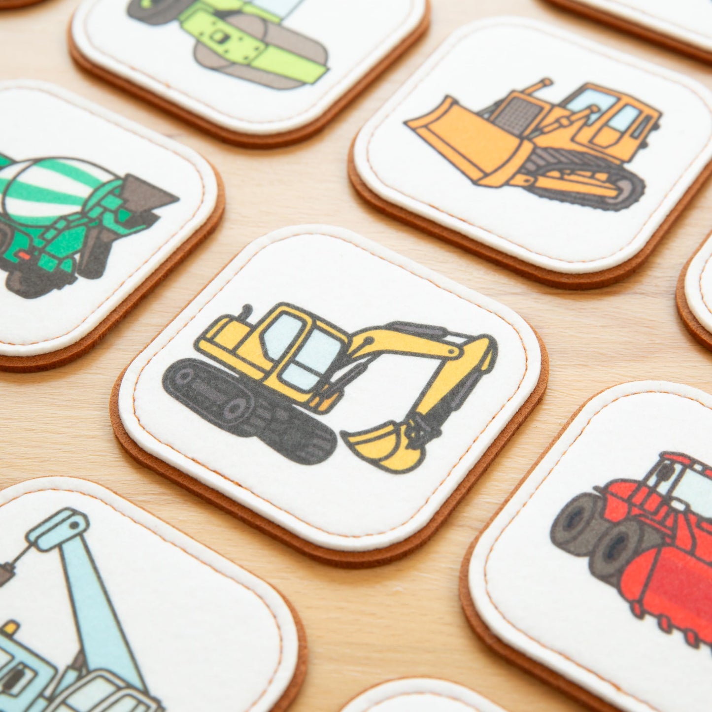 Felt Construction Matching Game for Toddlers – Truck Memory Game & Flash Cards – Soft and Safe for