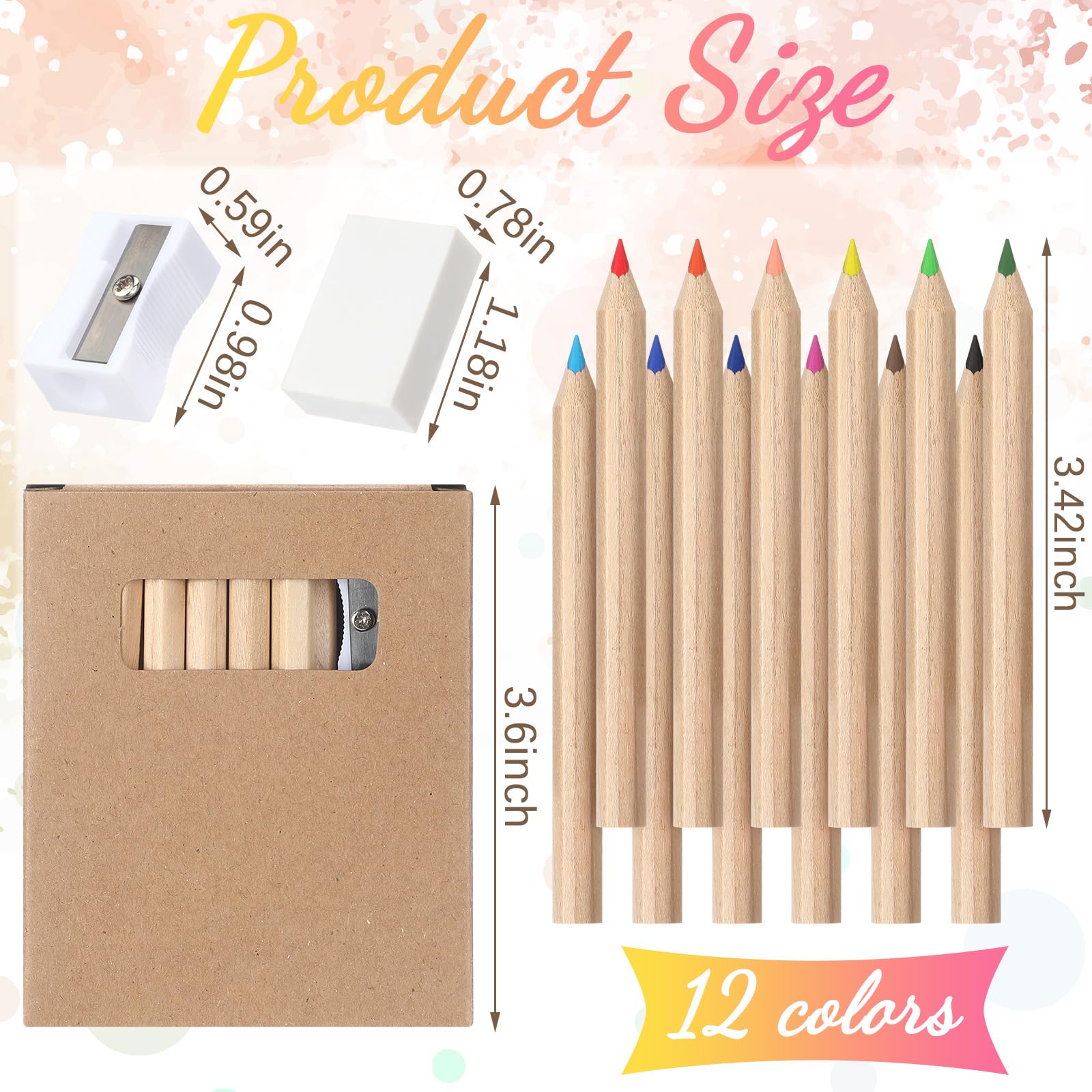 Sinload 12 Set Mini Colored Pencil Bulk for Kid 3.5 Inch Colored Pencils
