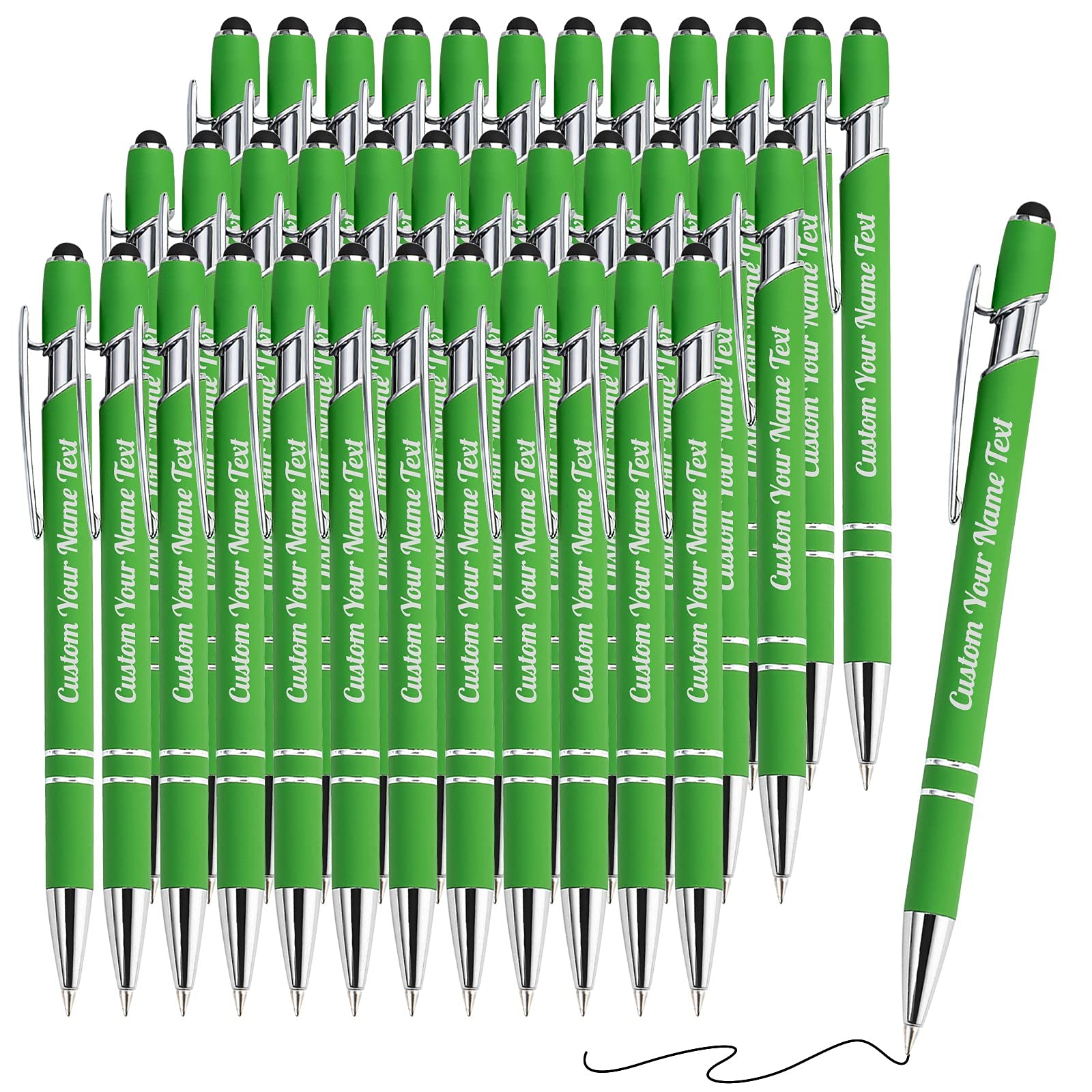 36PCS Personalized Pens Bulk with Name Free Engraving,Custom Ballpoint Pens with Stylus,Engraved