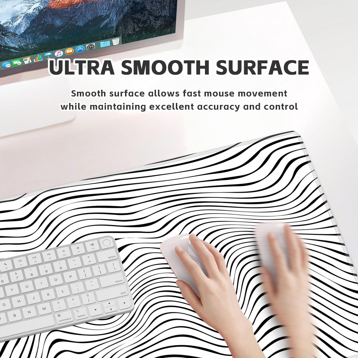 Baziabbo Desk Mat,XXL Extended Large Mouse Pad,Gaming Mousepad with Stitched Edge,Non-Slip Rubber