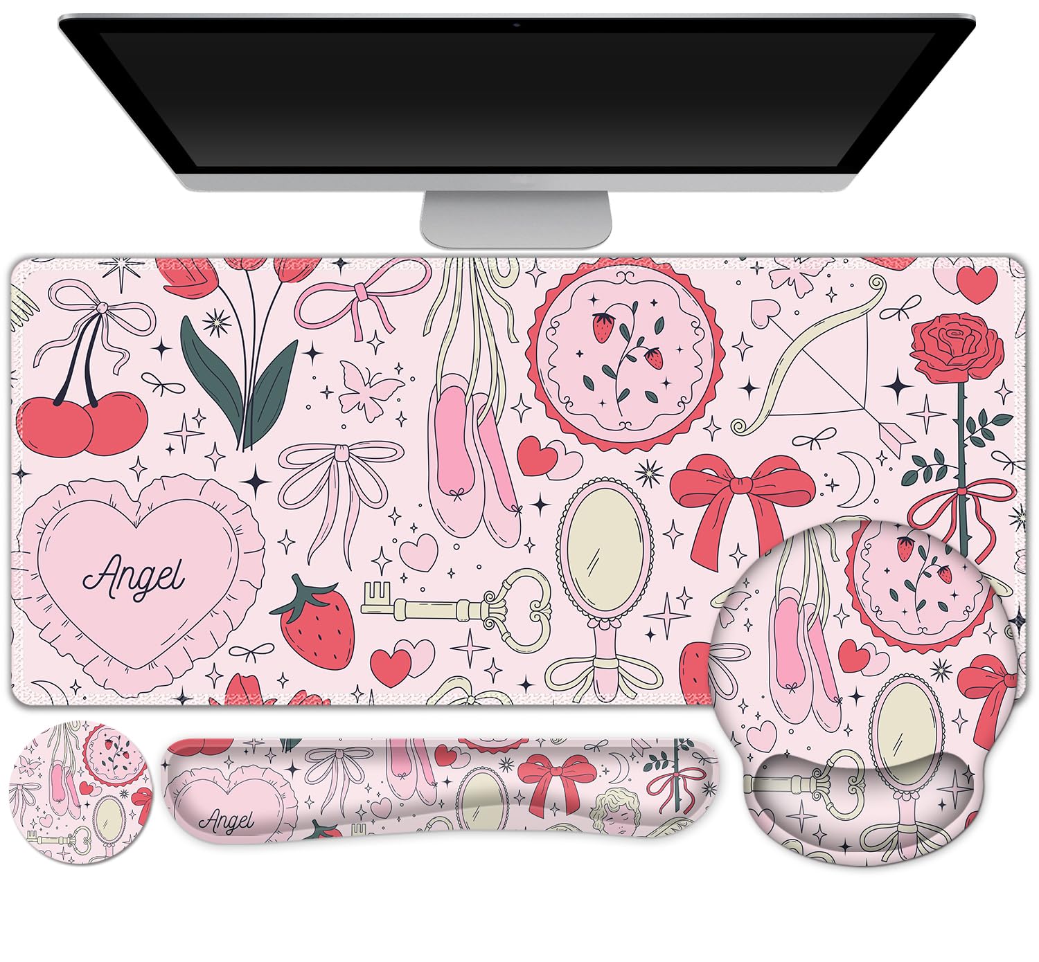 Gaming Mouse Pad, 4in1 XXL Mousepad Large Desk Mat, Cute Desk Pad Protector
