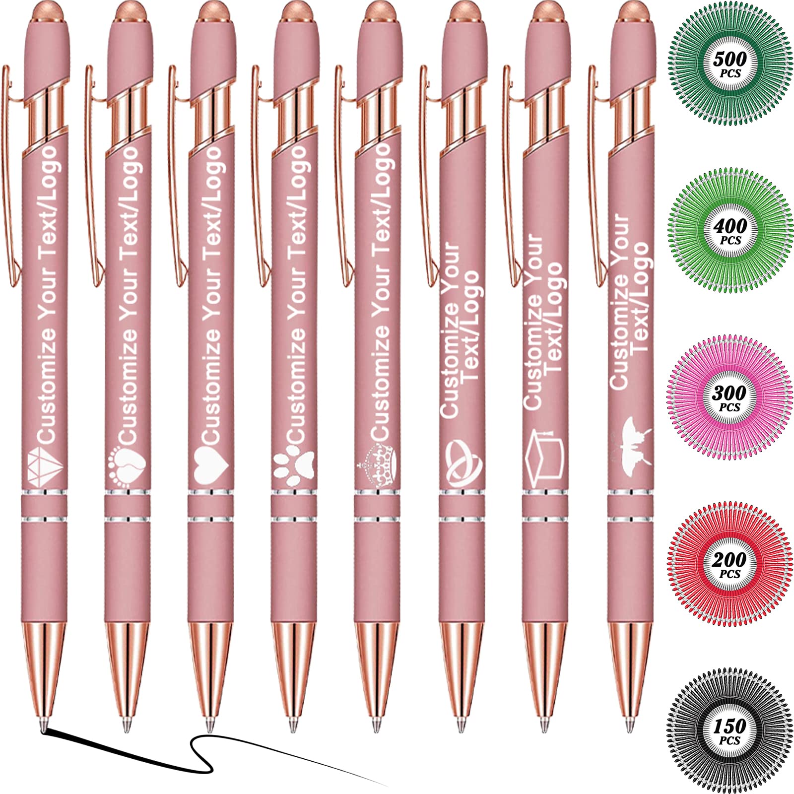 MOUZYLCASE 12 Pcs Personalized Pens Custom Ballpoint Pens with Name Logo Customized Ink Pens with