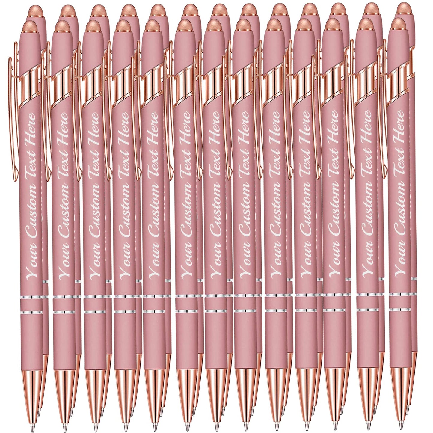 Farmelov Personalized Pen Bulk with Name Free Engraving,Custom Ballpoint Pens with Stylus,Engraved