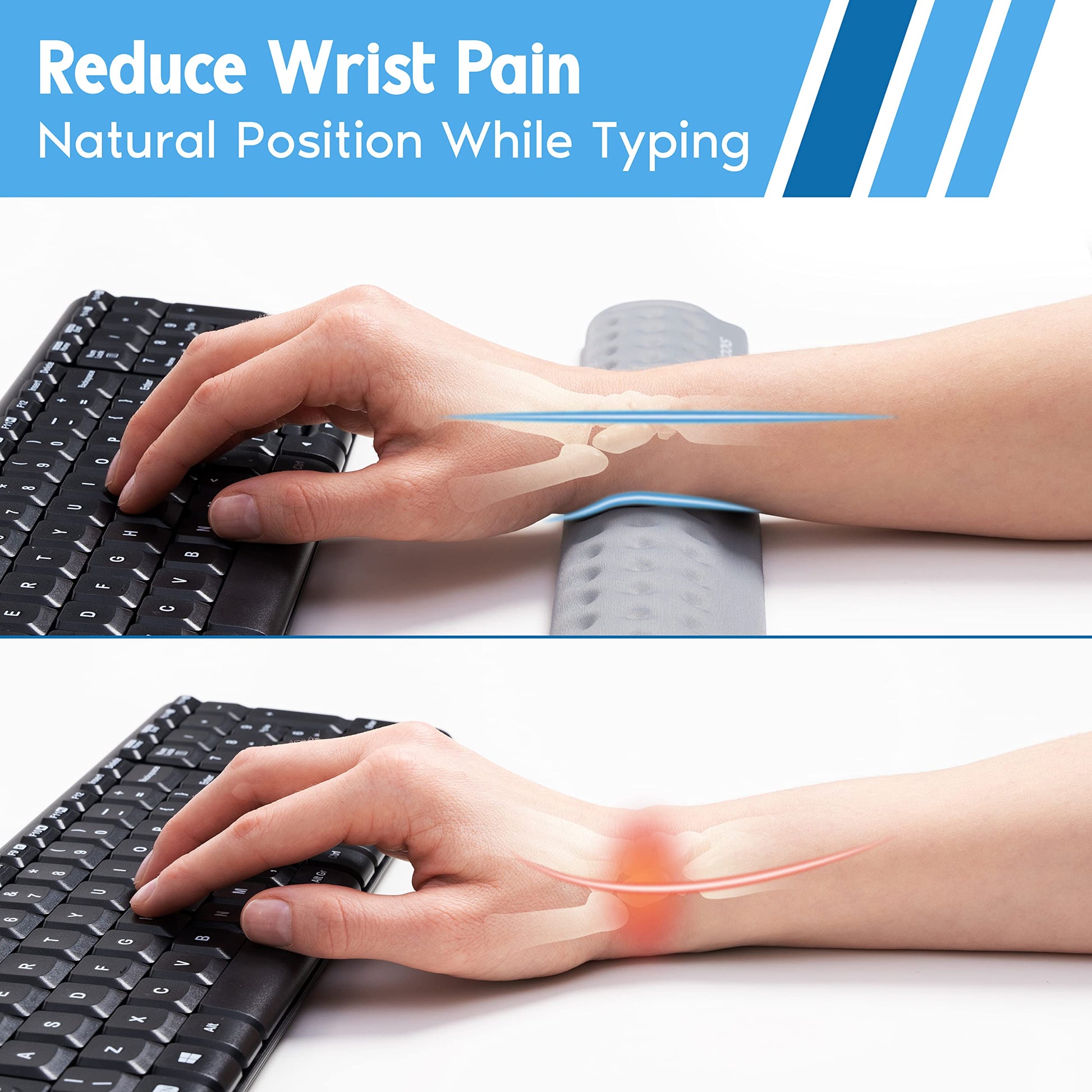 i-Rocks Memory Foam Keyboard Wrist Rest - Pain-Reducing Wrist Rest for Computer Keyboard - Non-Slip