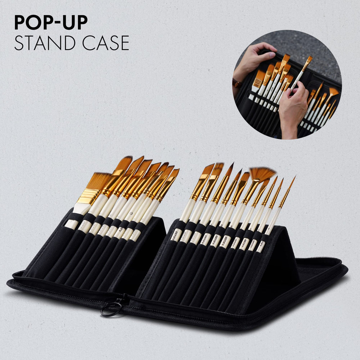 21 Piece Paint Brush Set, ARTIFY 18 Acrylic Paint Brushes, Palette Knife, and 2 Sponges