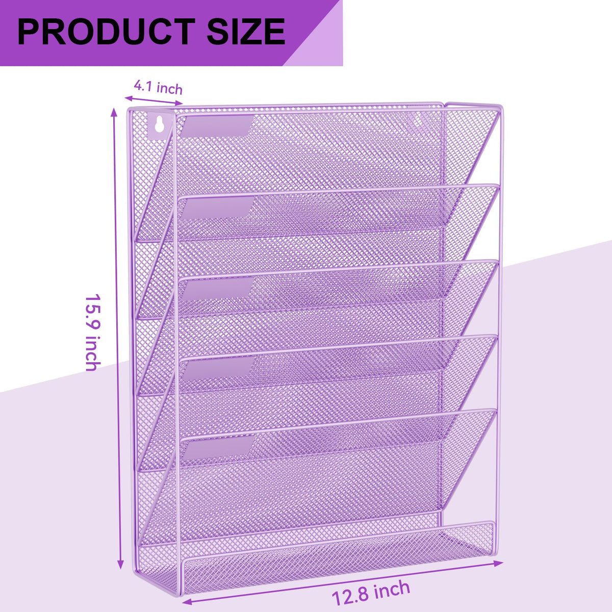 GDINDINFAN Wall File Organizer Holder Mesh Hanging Paper Document Holder, Vertical 6 Pocket Tier