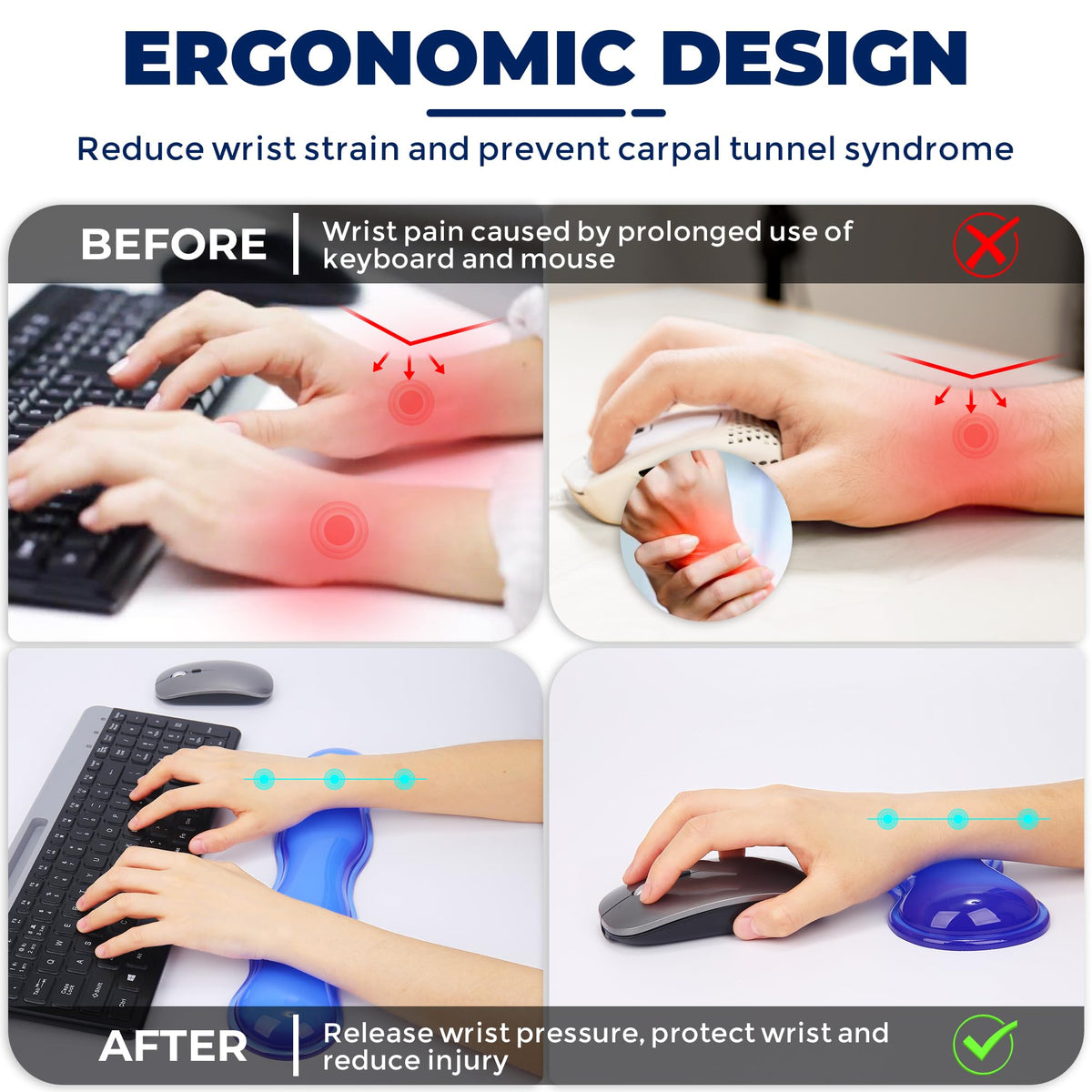 ABRONDA Gel Wrist Rest for Keyboard and Mouse, Wrist Rest for Keyboard, Mouse Wrist Support, Pain
