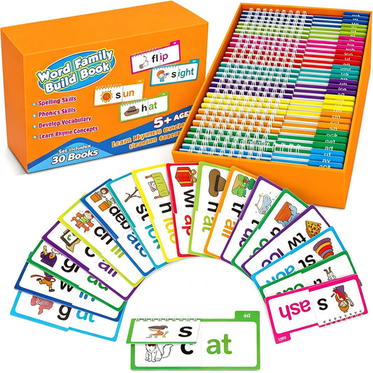 Phonics Word Family Flip Books, 30 Word Families for Kids Learning to Read