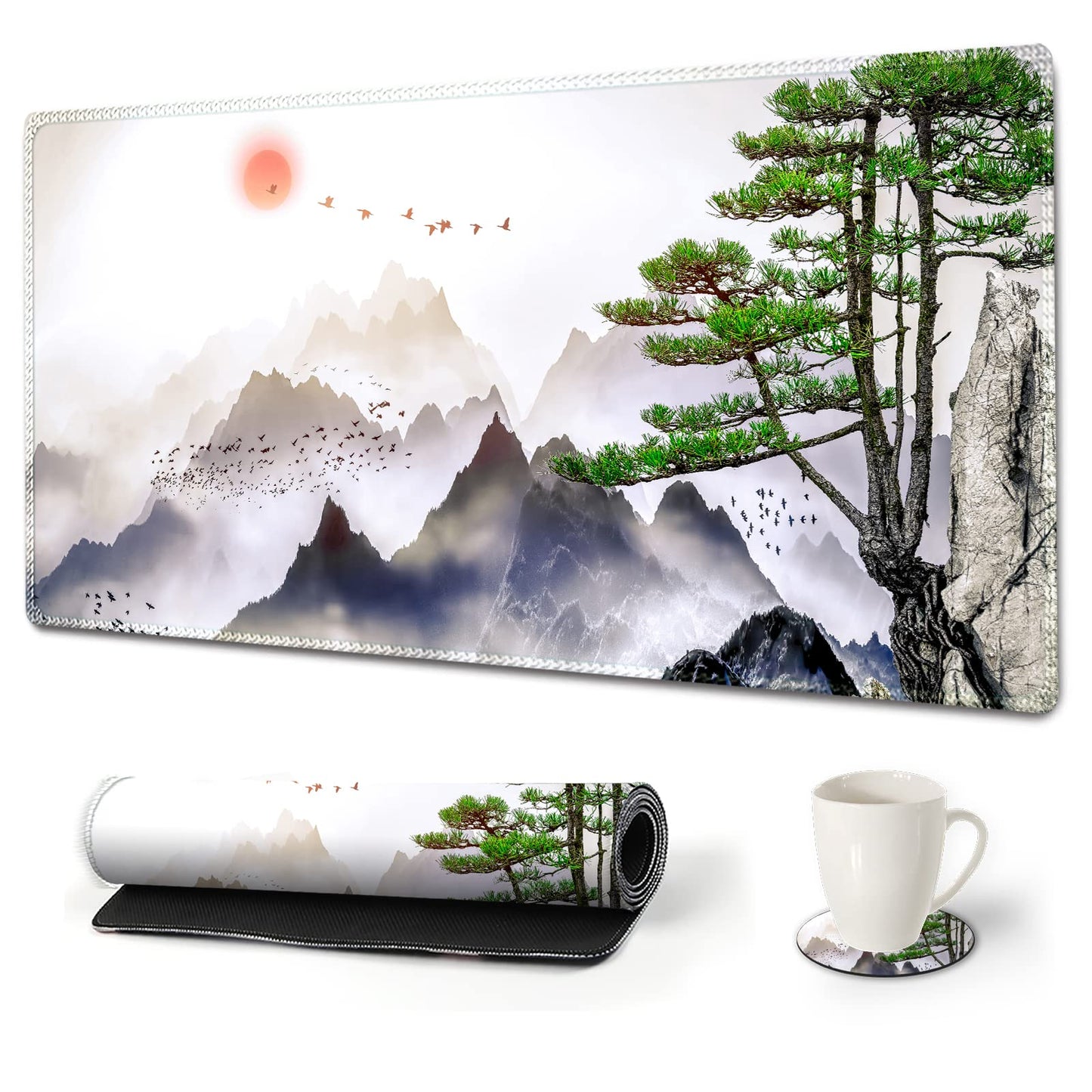 Large Gaming Mouse Pad, AIMSA Extended Mouse Pad with Stitched Edge, XL Keyboard Mouse Mat Non-Slip