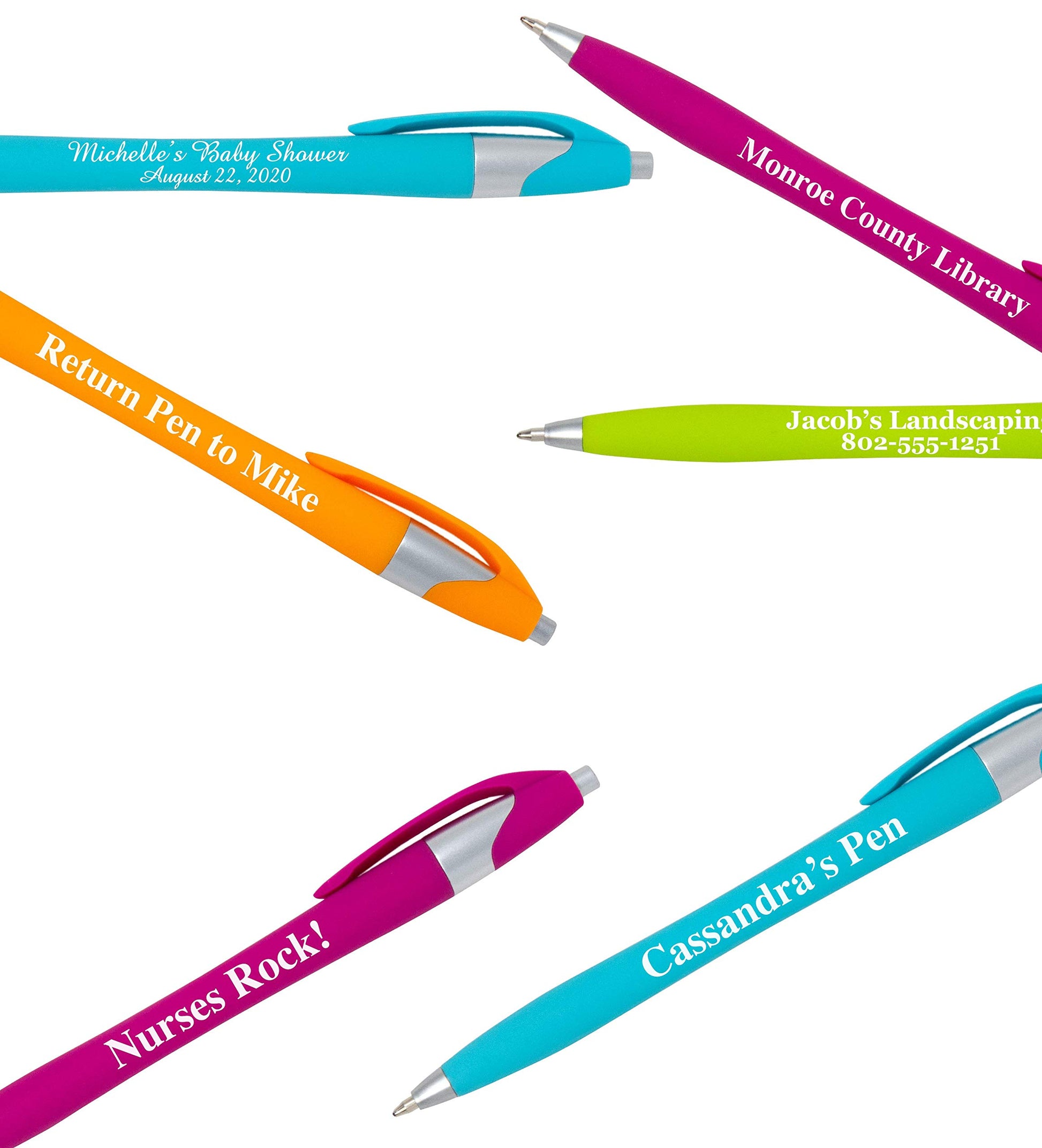 ExpressDesigns™ - Custom Colored Ink Pens Soft-touch | Neon Ink Colors | Personalized Imprinted