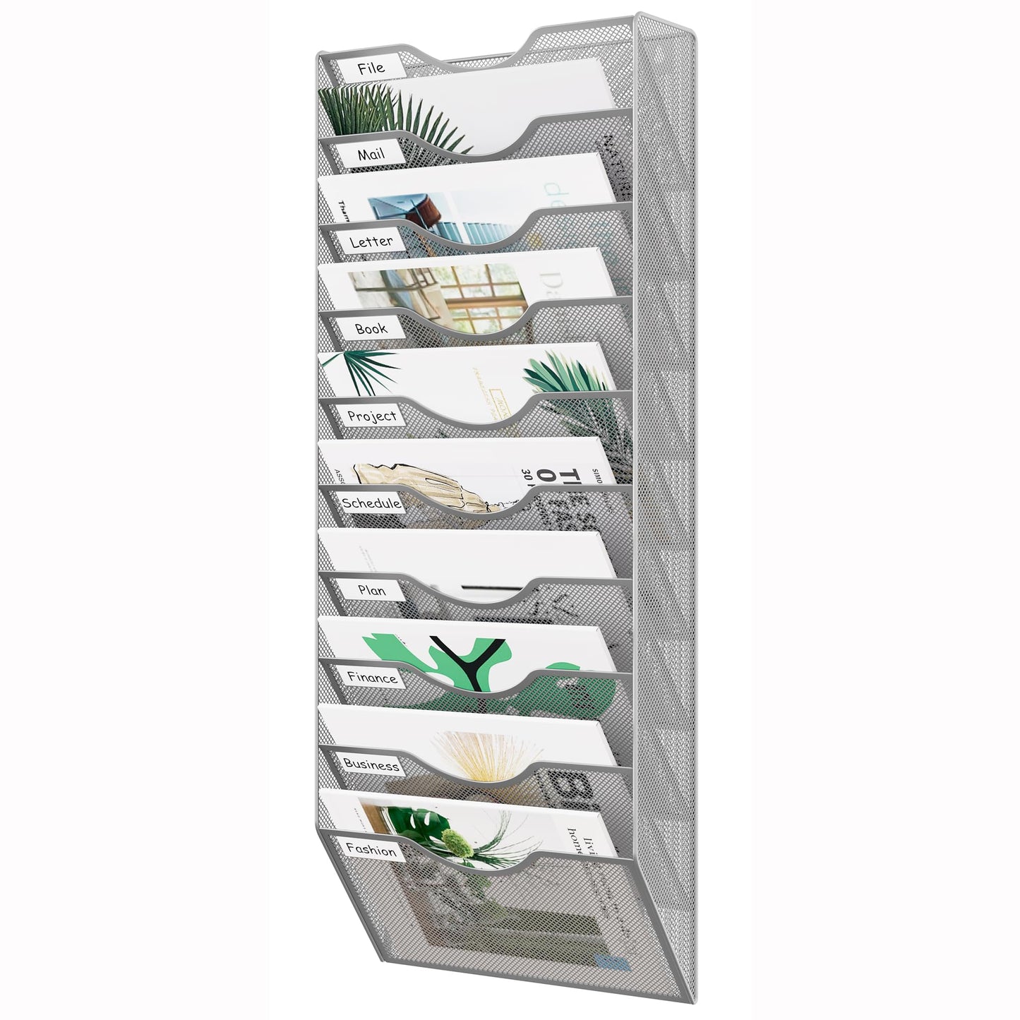 EasyPAG 10 Pocket Mesh Wall File Organizer, Hanging Paper Folder Holder with Classify Label