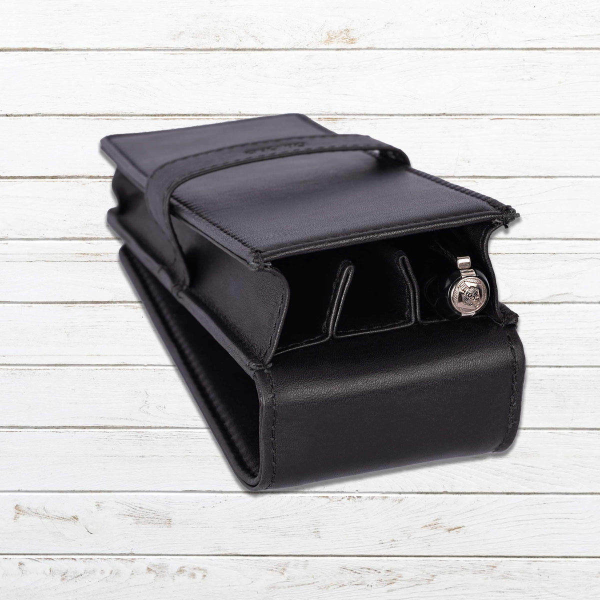 DiLoro Leather Triple Pen Case Pencil Pouch Holder for Three Fountain Ballpoint Rollerball Pens and