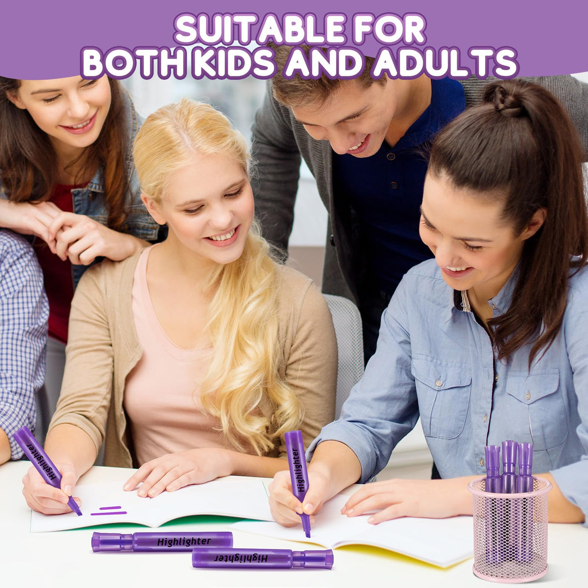 Qilery 72 Pack Tank Highlighters Bulk, Chisel Tip Markers,Purple