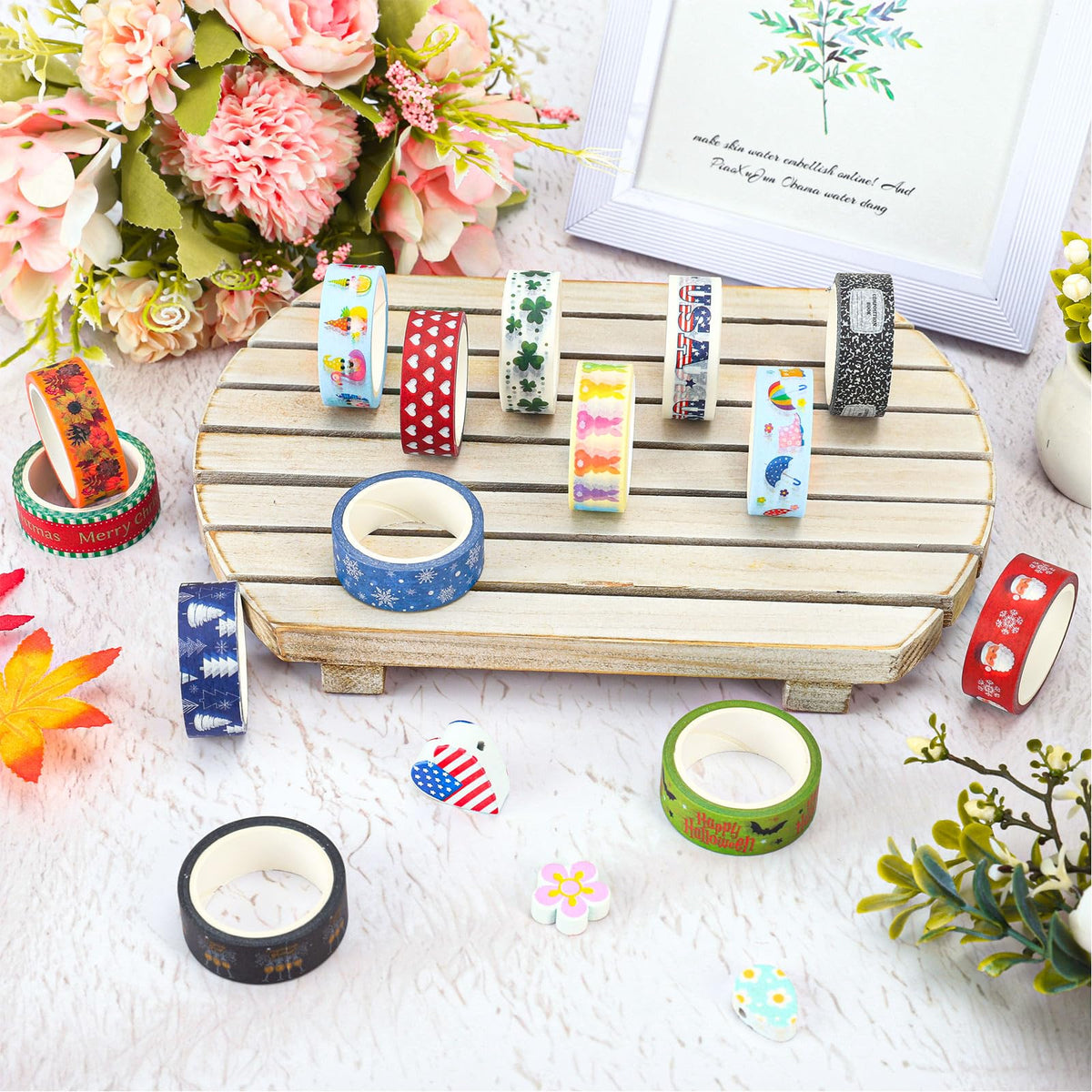 Whaline 24 Rolls Holiday Washi Tape Seasonal Masking Tape Set 4th of July American Festival Back to