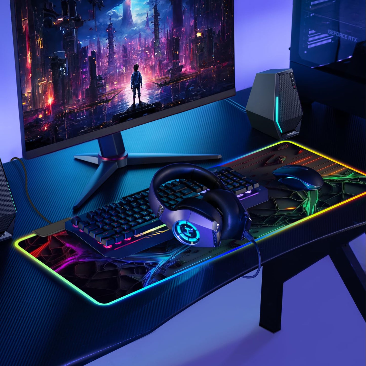 RGB Mouse Pad, Gaming Mousepad with 13 LED Light Modes