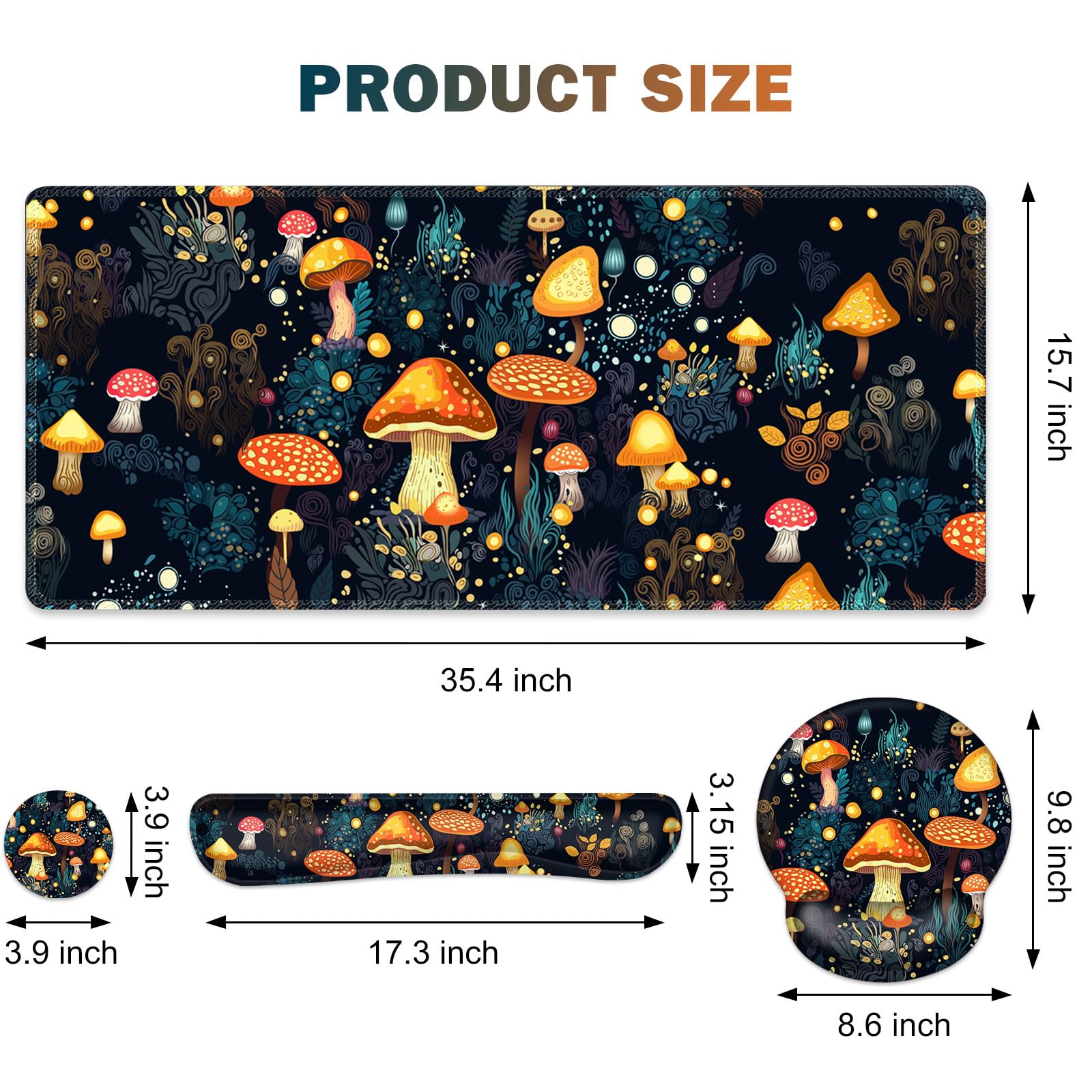 Gaming Mouse Pad, Large Desk Mat Cute Desk Pad Protector, 4in1 XXL Mousepad