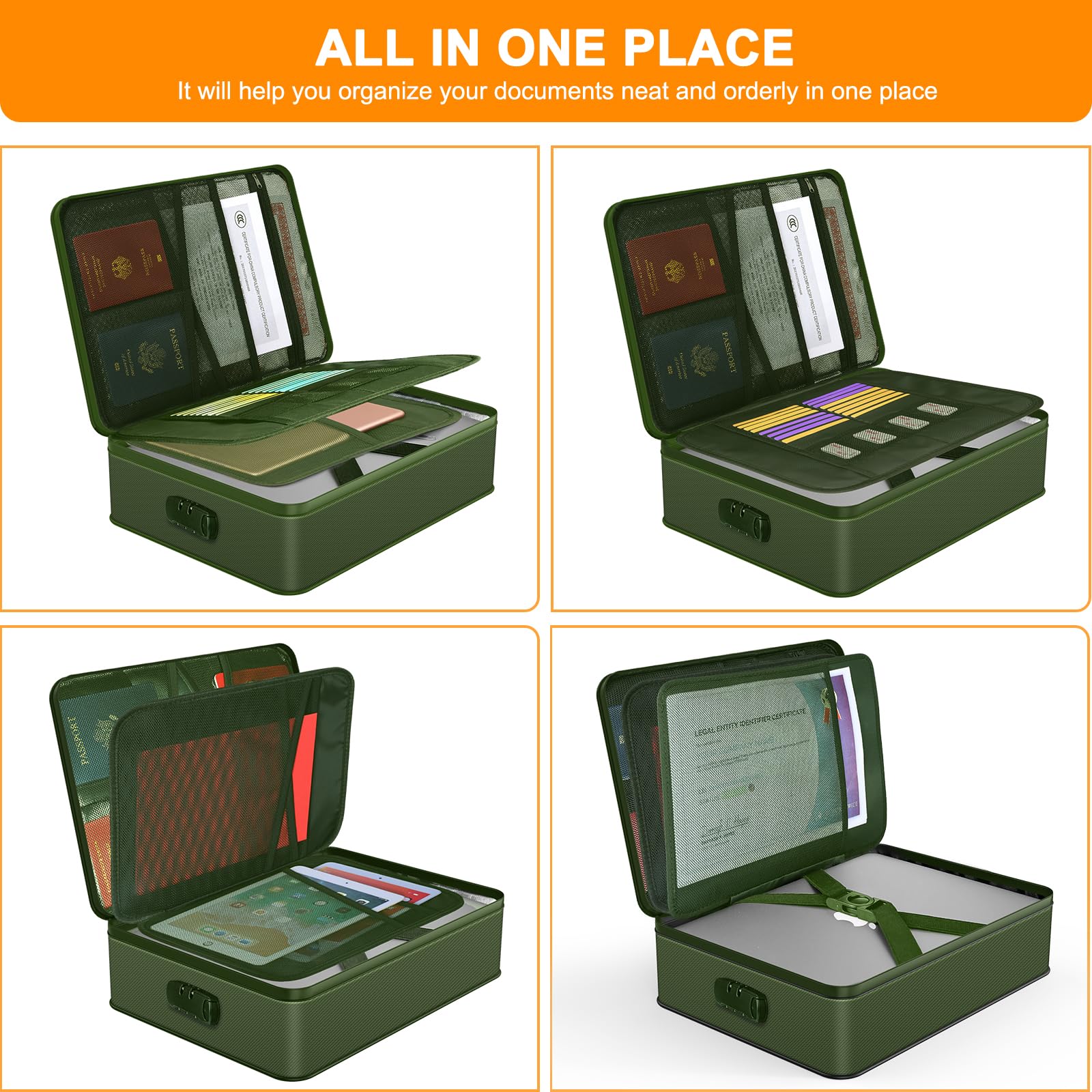 Noiposi 5200℉ Fireproof Document Box with Lock 8 Layers Water Resistant