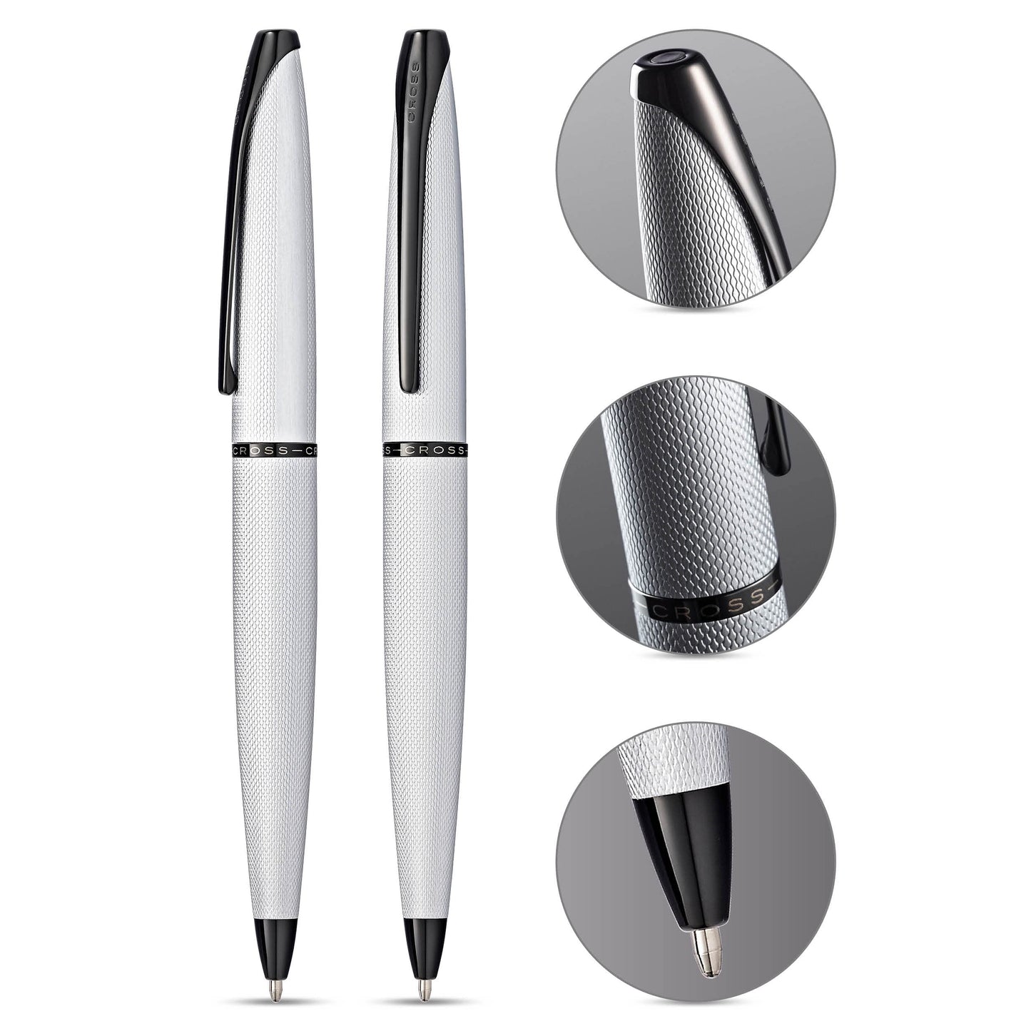 Cross ATX Sandblasted Chrome Ballpoint Pen, Medium Point, Black Ink