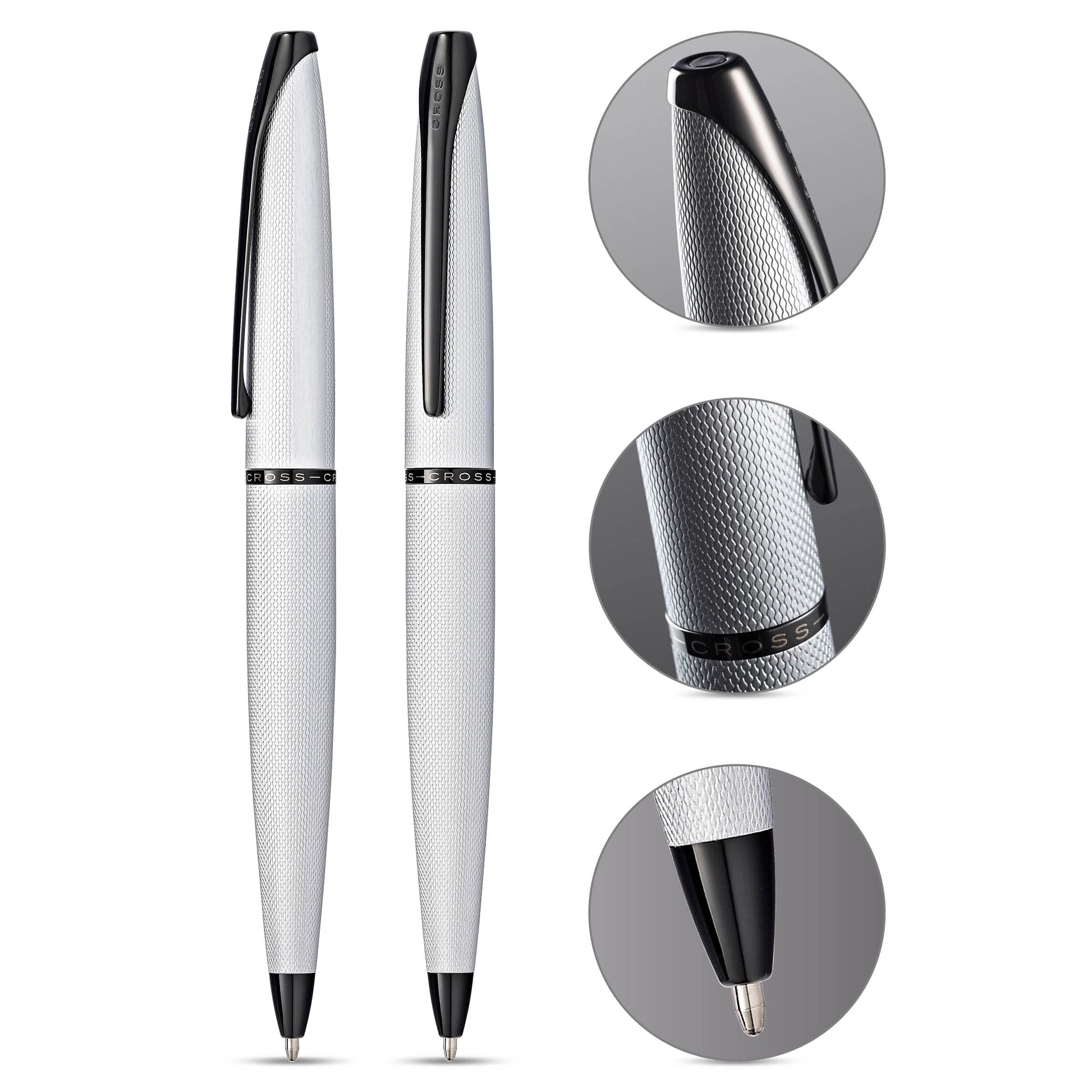 Cross ATX Sandblasted Chrome Ballpoint Pen, Medium Point, Black Ink