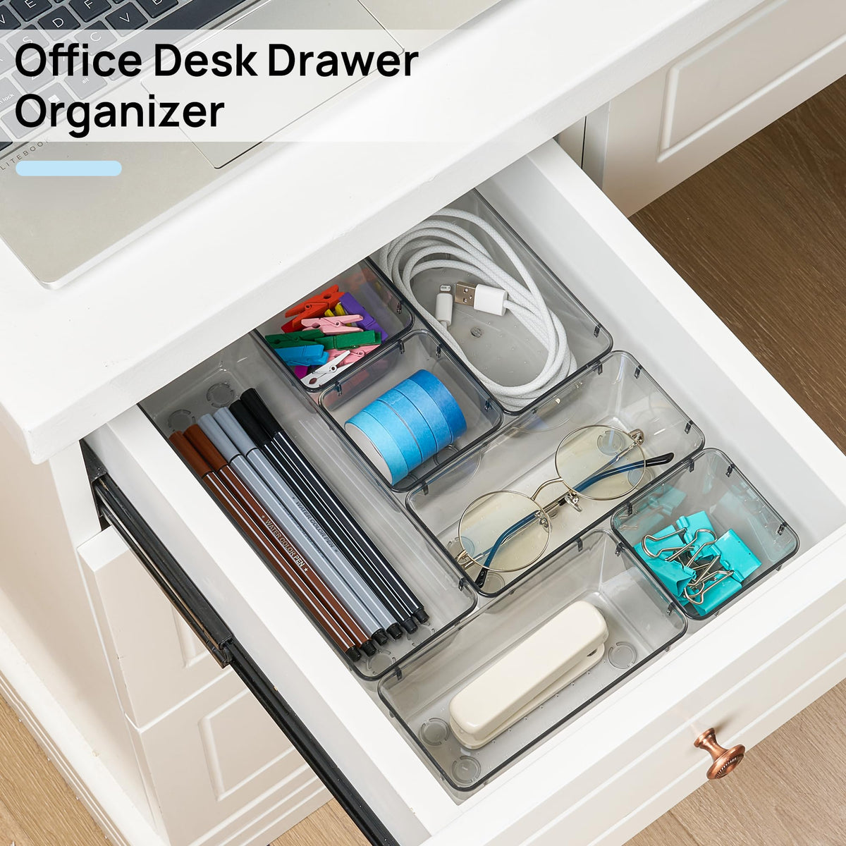 Vtopmart 25 Pack Plastic Drawer Organizers with Non-slip Rubber Pads