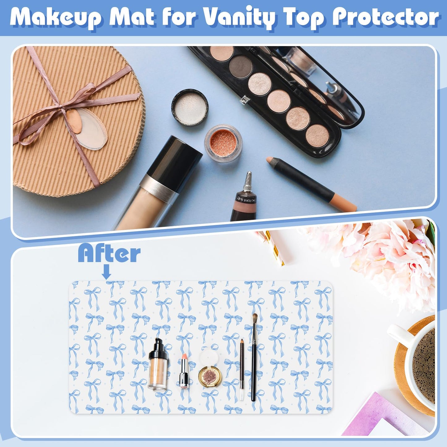 Teenyyou Coquette Bow Makeup Mat Dual-Sided Leather Desk Mouse Pad