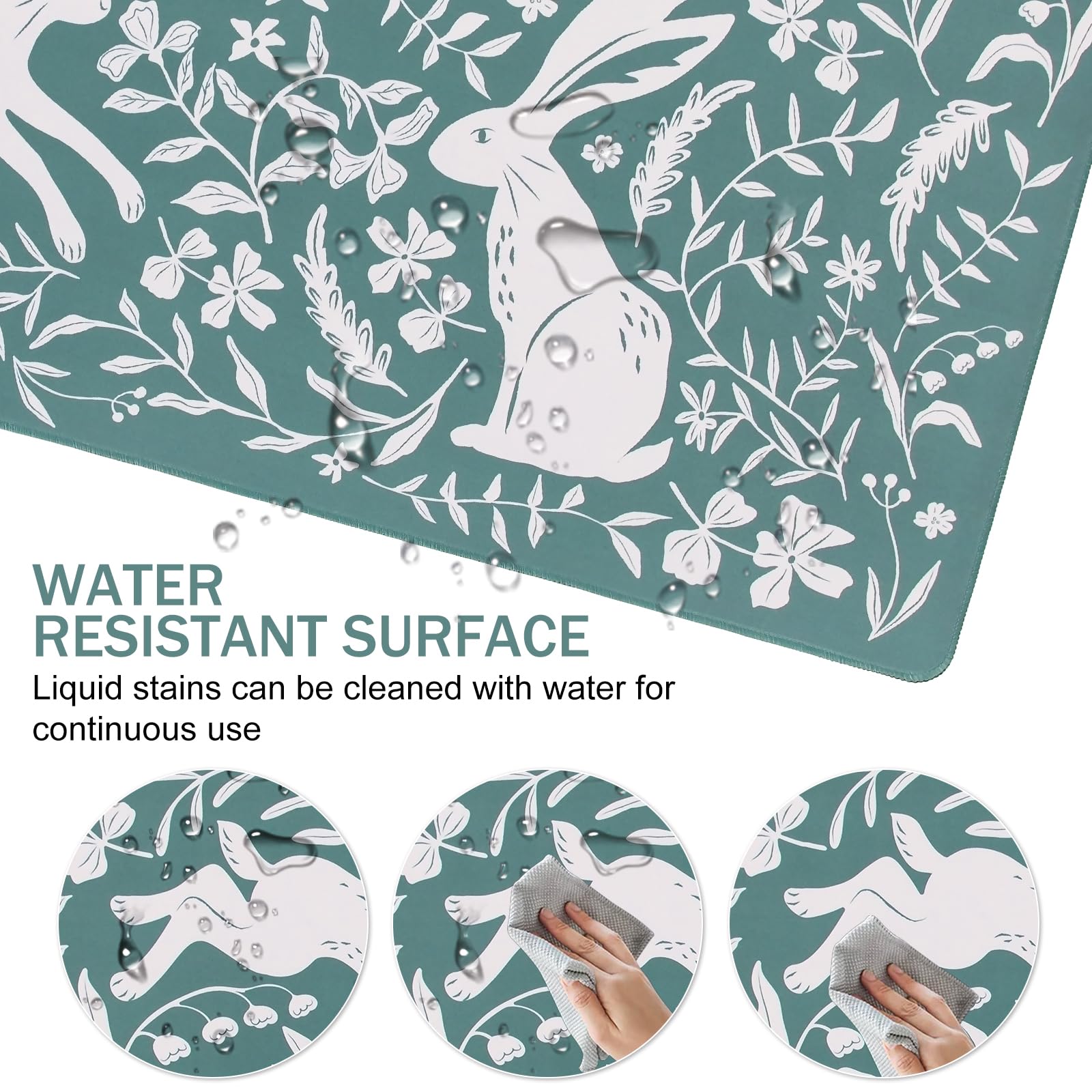 L-SPOUTTO Green Desk Mat for Keyboard and Mouse,XXL Boho Gaming Mouse Pad