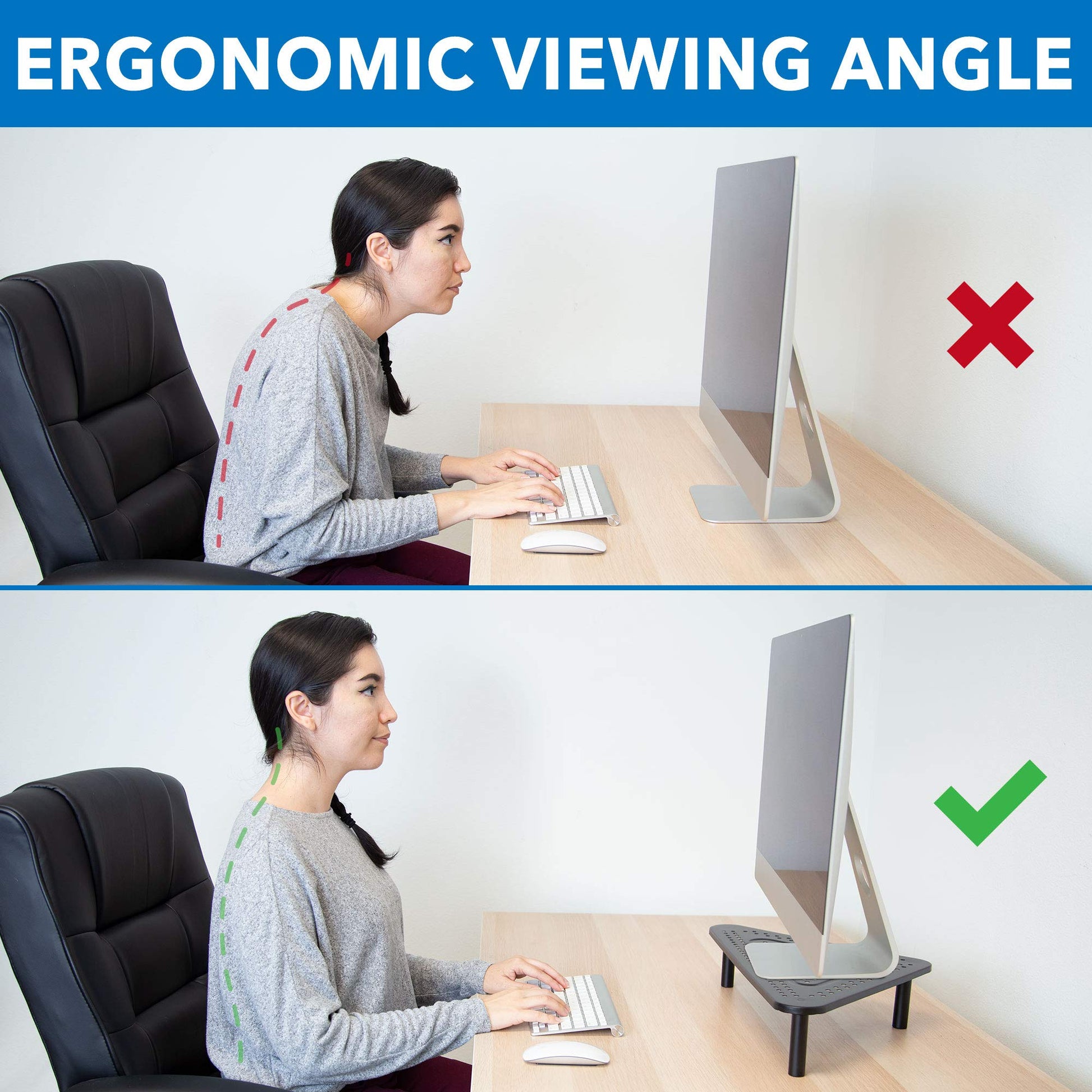 Corner Monitor Stand | Adjustable Height Corner Desk Shelf | Triangle Screen Riser, Ergonomic Space