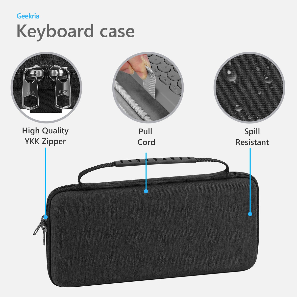 Geekria Keyboard Carrying Case, Hard Shell Protective Travel Bag for Small Compact Keyboard