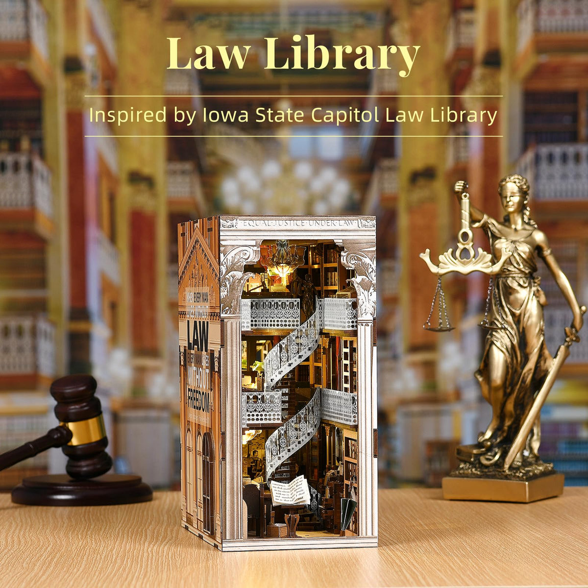 CCCDF DIY Book Nook Kit for Adults and Teens, Miniature Dollhouse Booknook Kit, 3D Wooden Puzzle
