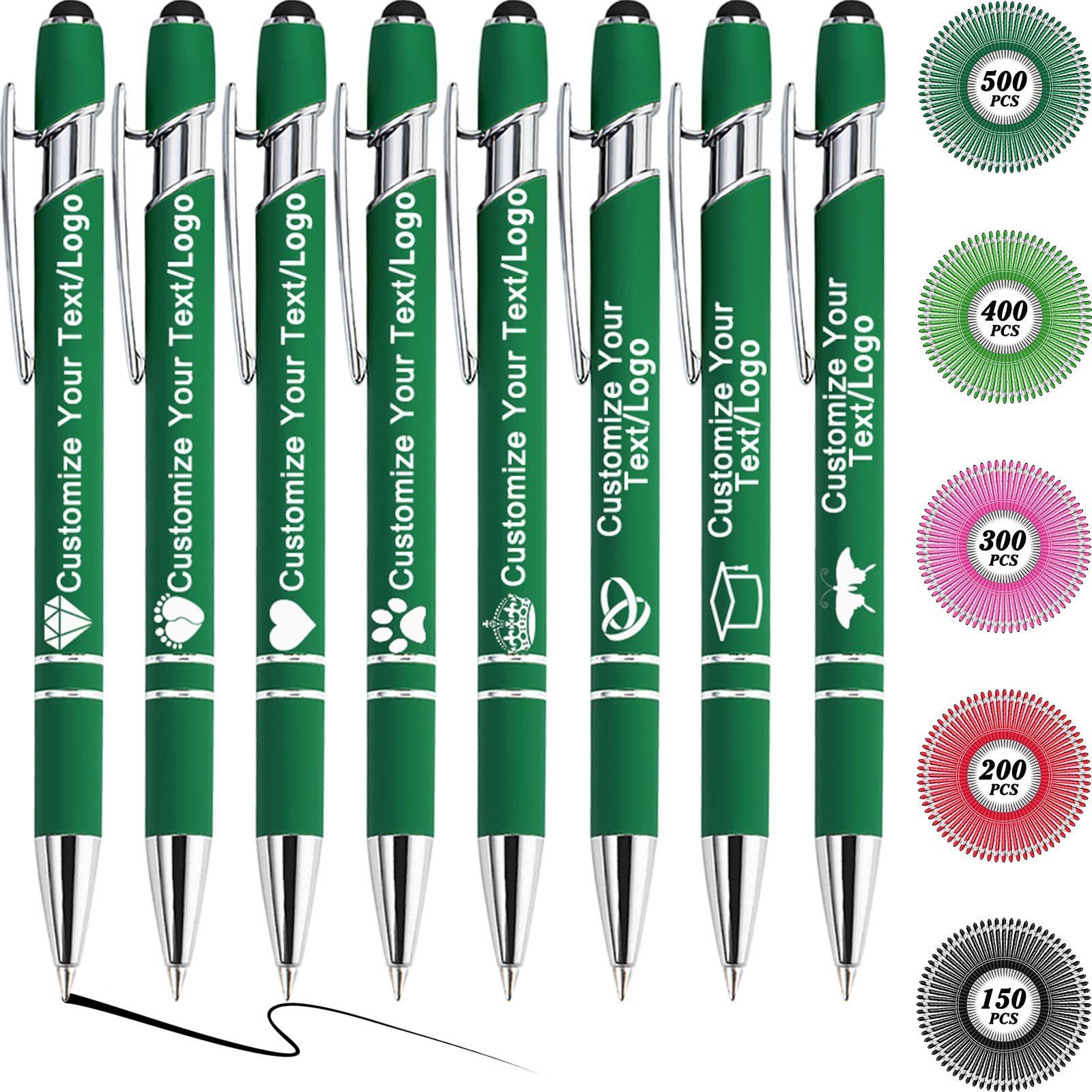 MOUZYLCASE 12 Pcs Personalized Pens Custom Ballpoint Pens with Name Logo Customized Ink Pens with