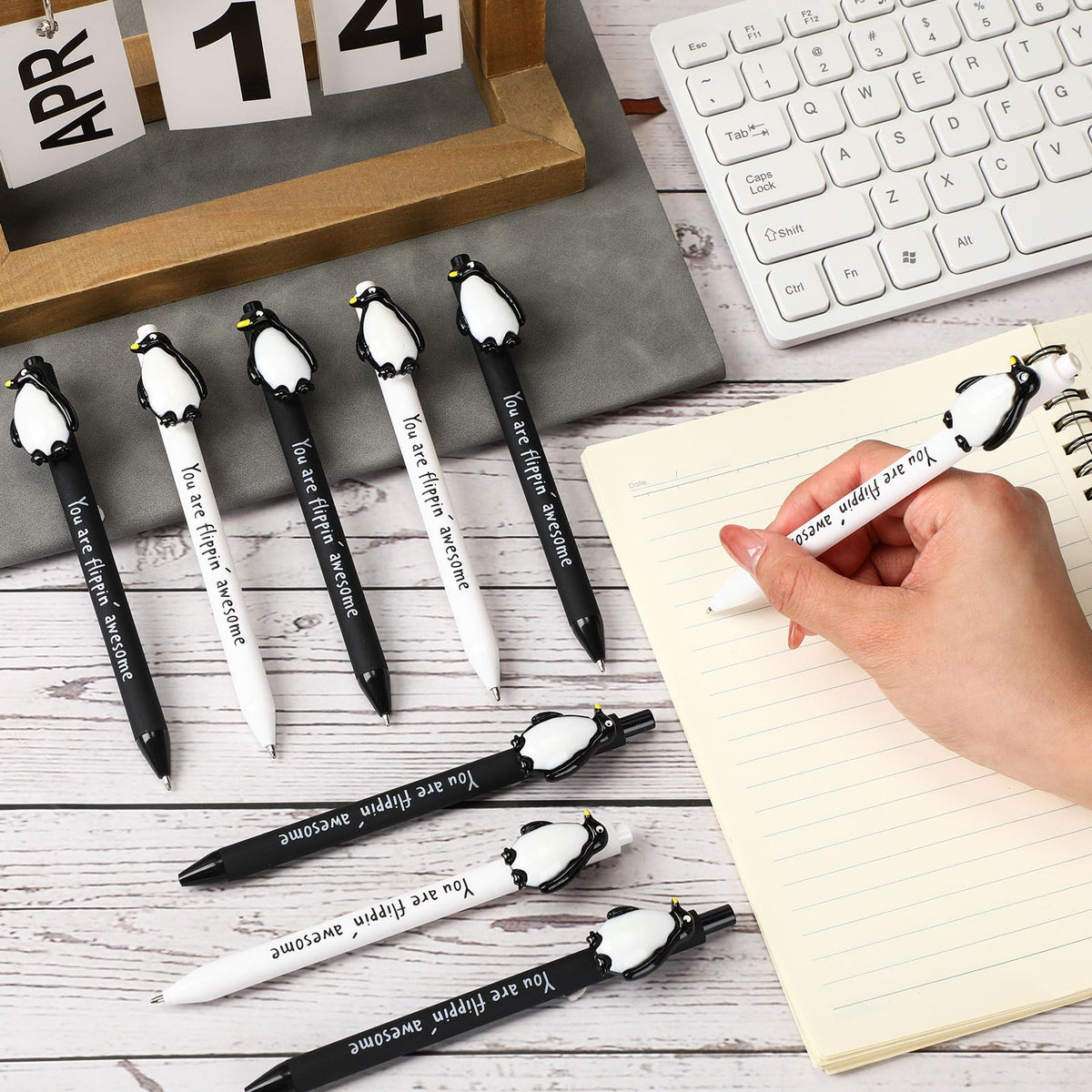 30 Pcs Positive Funny Pens Affirmation Gifts Bulk for Adults, Penguin
