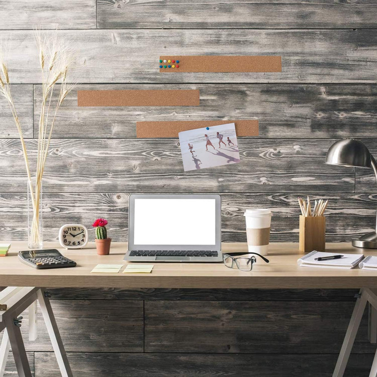 HBlife Cork Board Bulletin Board Bar Strip 15x2 Inch, 1/2 Inch Thick 2 Pack