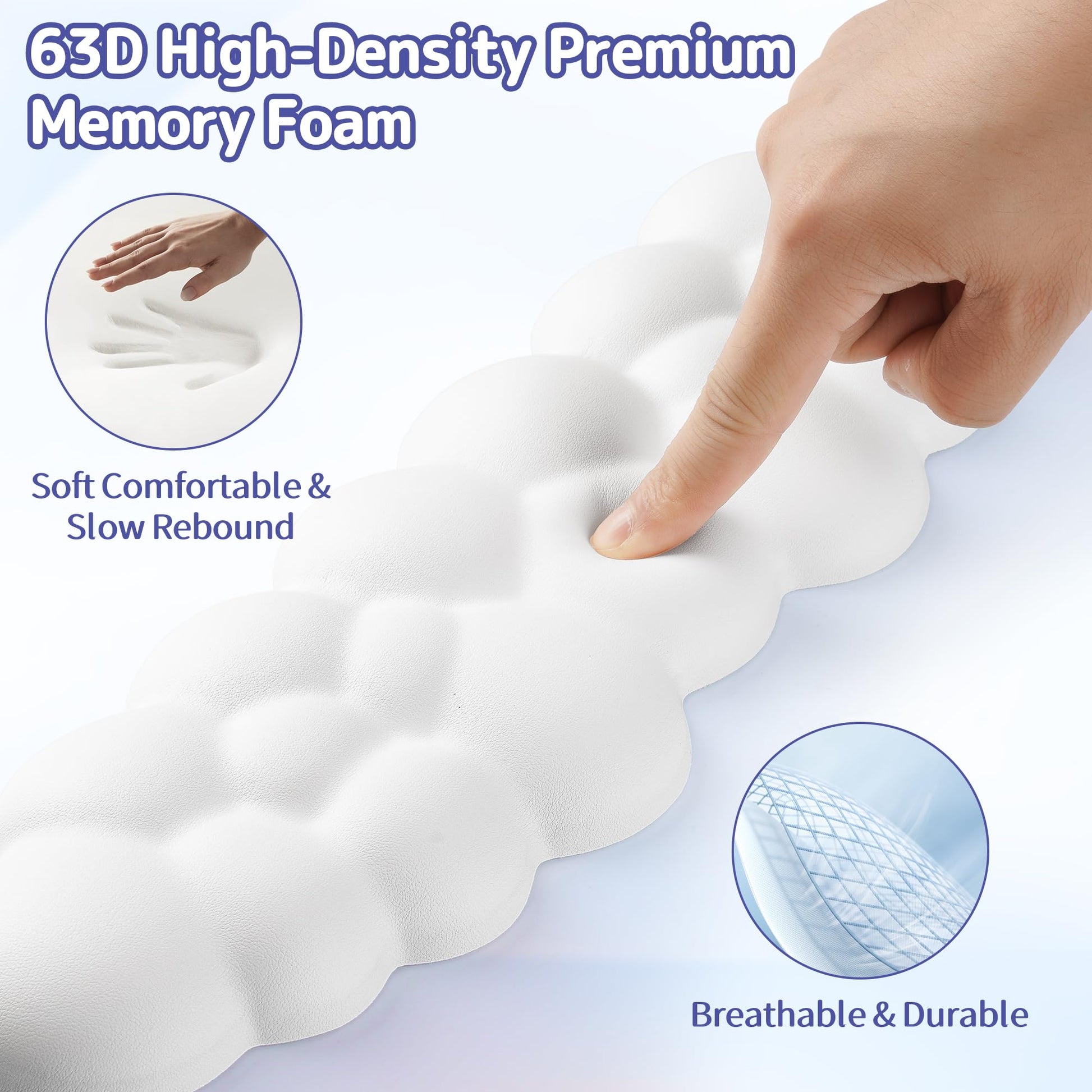 Sushret Cloud Wrist Rest Keyboard, Cloud Keyboard Wrist Pad Set with PU Leather Memory Foam, Cute