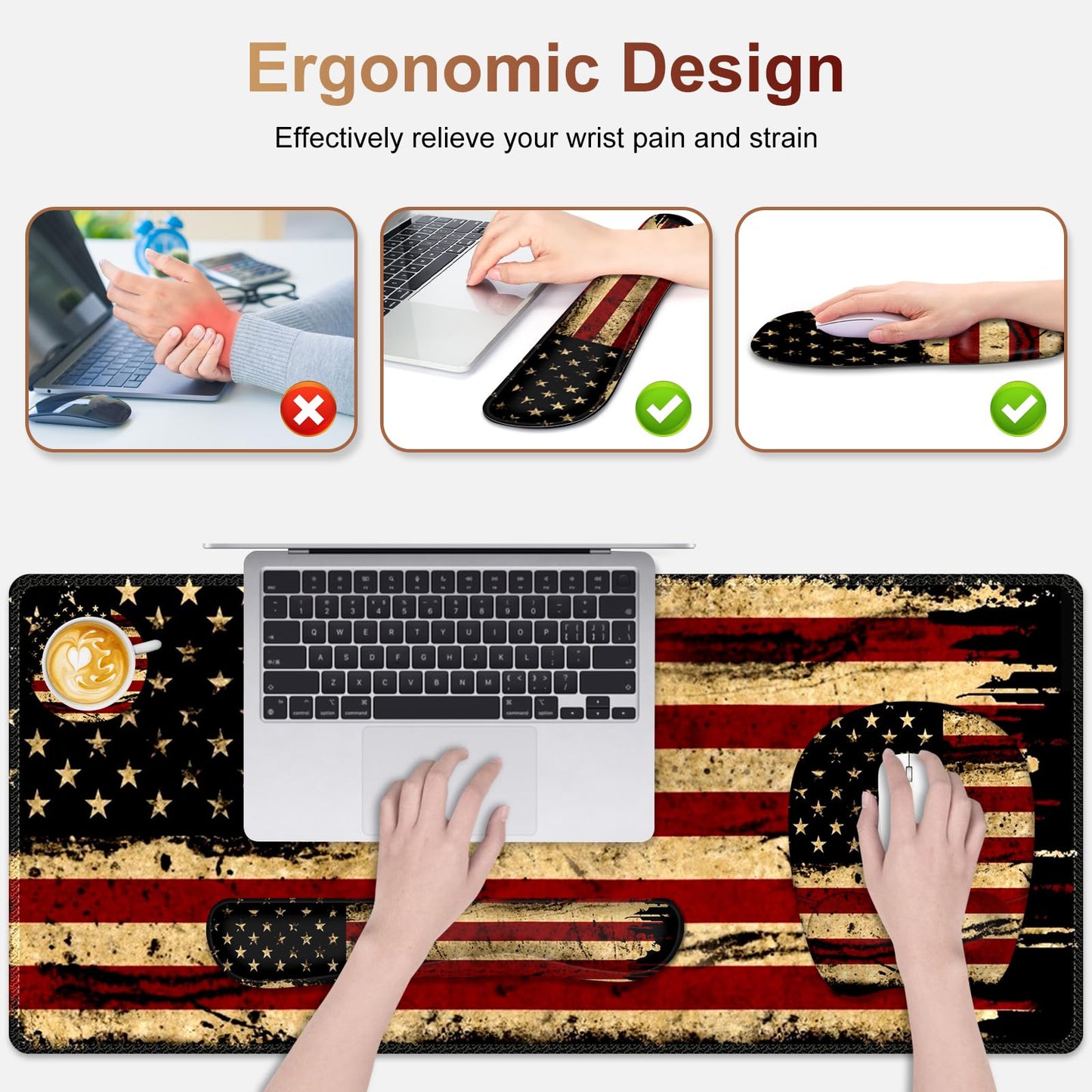 NXZGO Large Mouse Pad with Wrist Support 4in1 Set, XXL Game Mousepad + Keyboard Wrist Rest+Mouse