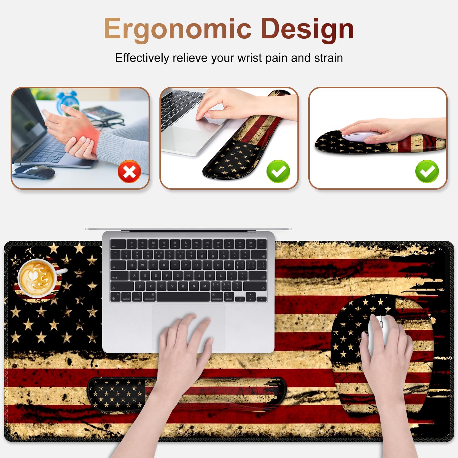 NXZGO Large Mouse Pad with Wrist Support 4in1 Set, XXL Game Mousepad + Keyboard Wrist Rest+Mouse