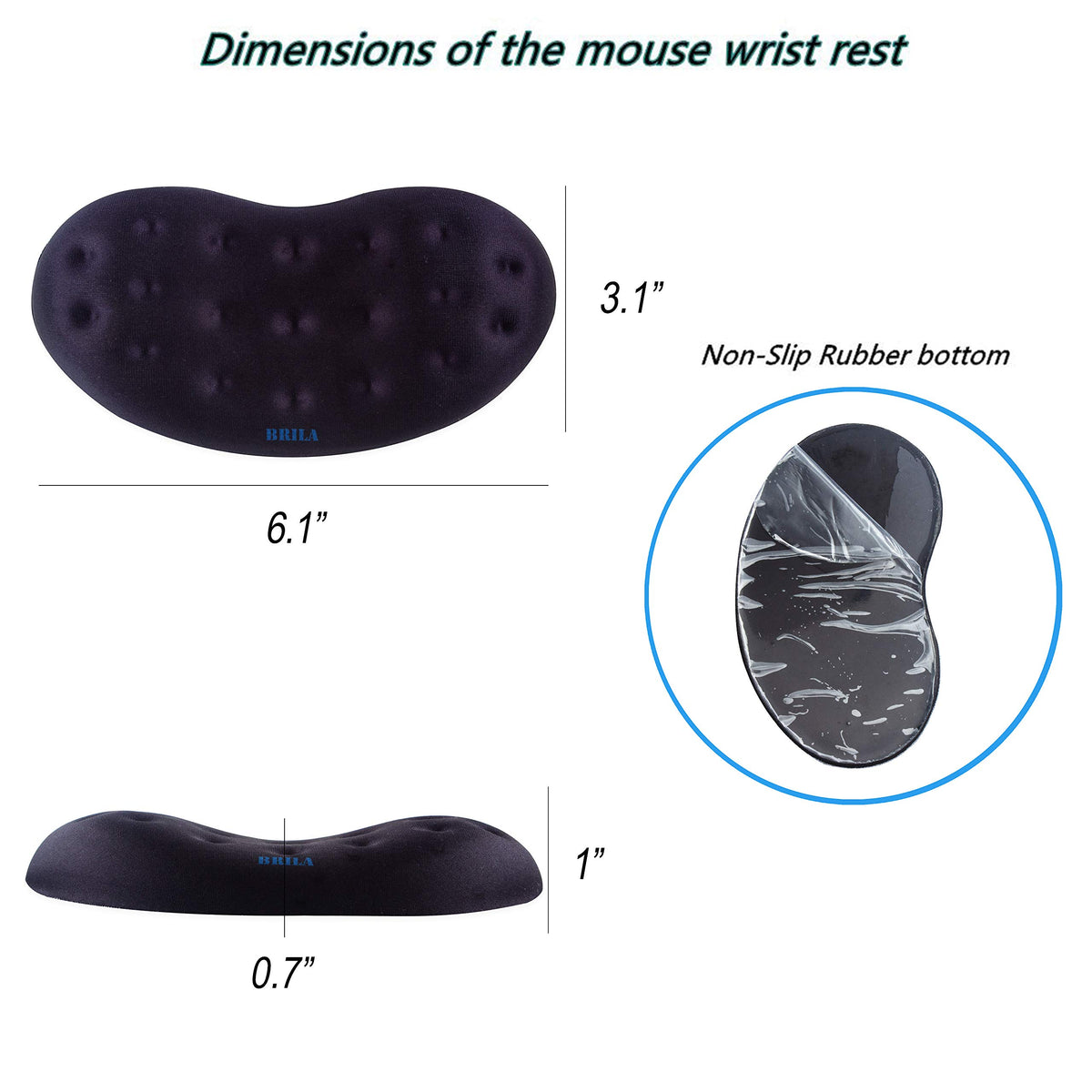 BRILA Upgraded Ergonomic Keyboard and Mouse Wrist Rest Support Cushion Pad Set - Comfy Soft Memory