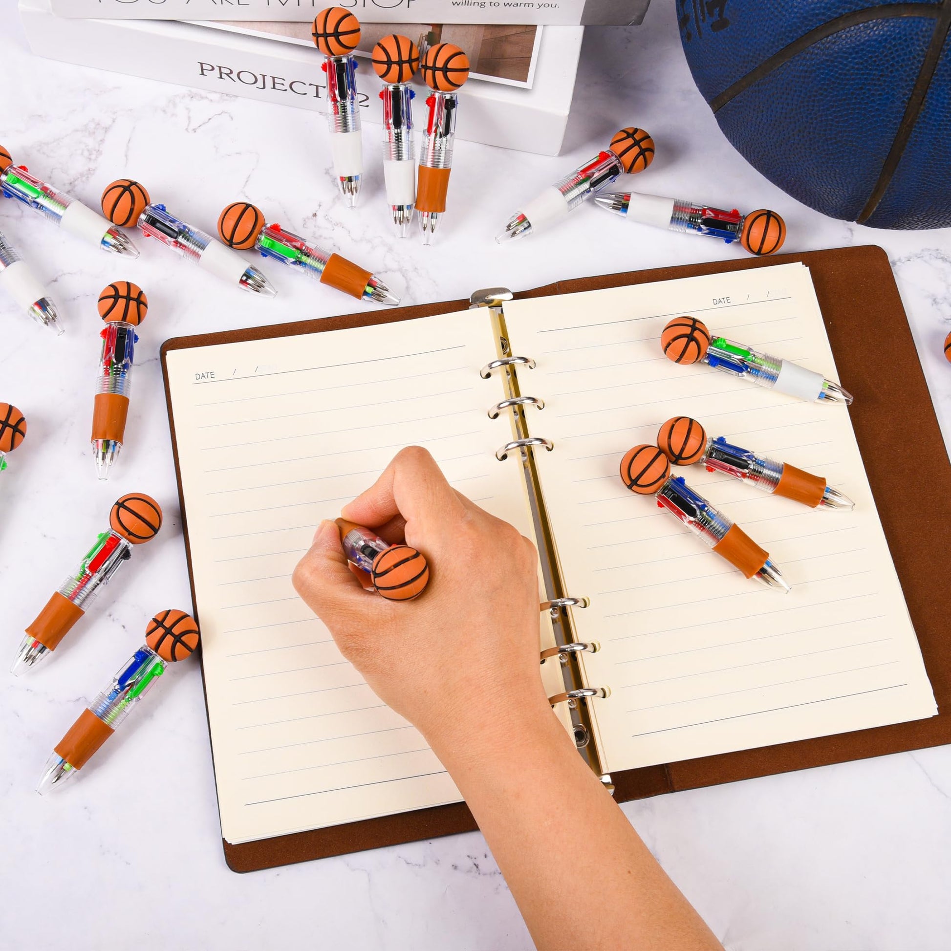 LiYiQ 25 Pcs Basketball Party Favor Multicolor Pen in One Cartoon Cute Fun 4-in-1 Cute Pens Bulk