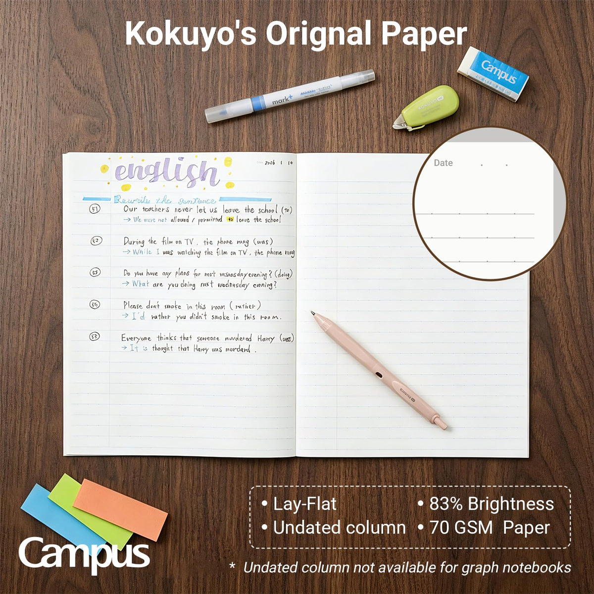 KOKUYO Composition Notebooks, Campus 9-3/4" 7-1/2" Comp Book, 5mm Grid