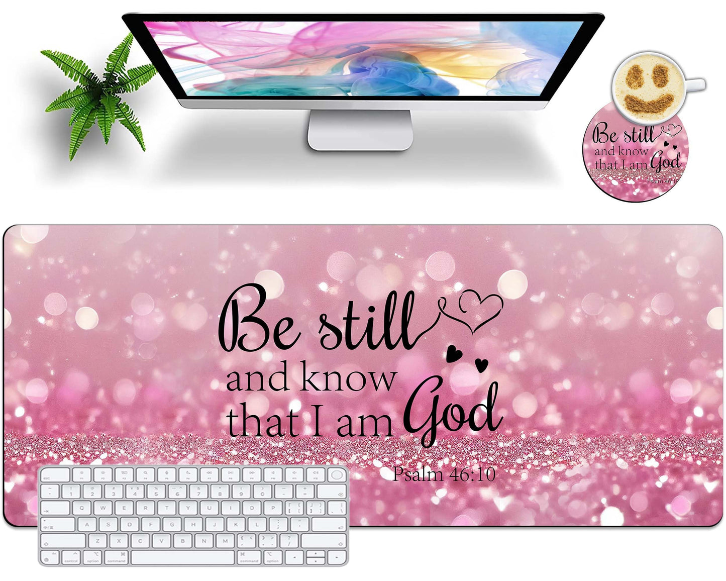 Office Desk Pad Mouse Mat with Coaster 31.5x11.8 Extended Desk Mat, Waterproof Non-Slip Extended