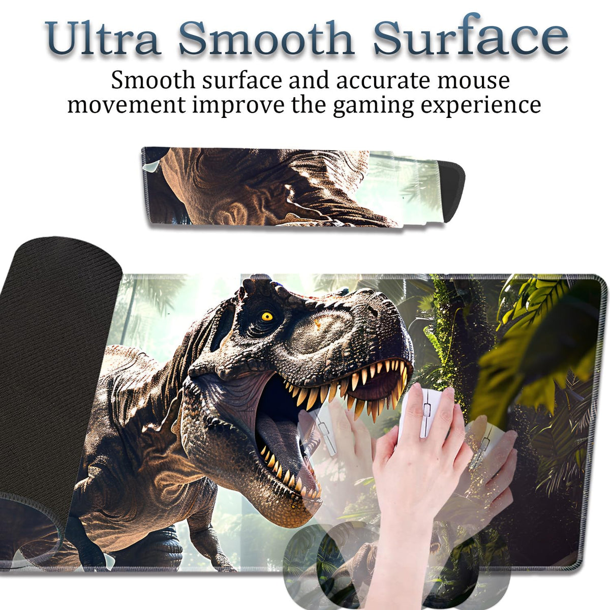 3-Piece Dinosaur T-Rex in Jungle Mouse Pad Set, Including Wrist Support Pad and Cup Holder, with