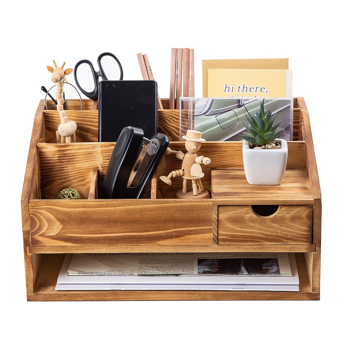 VERGOODR Wood Desk Drawer Organizers with File Organizer Pen holder Decor combo for Desk