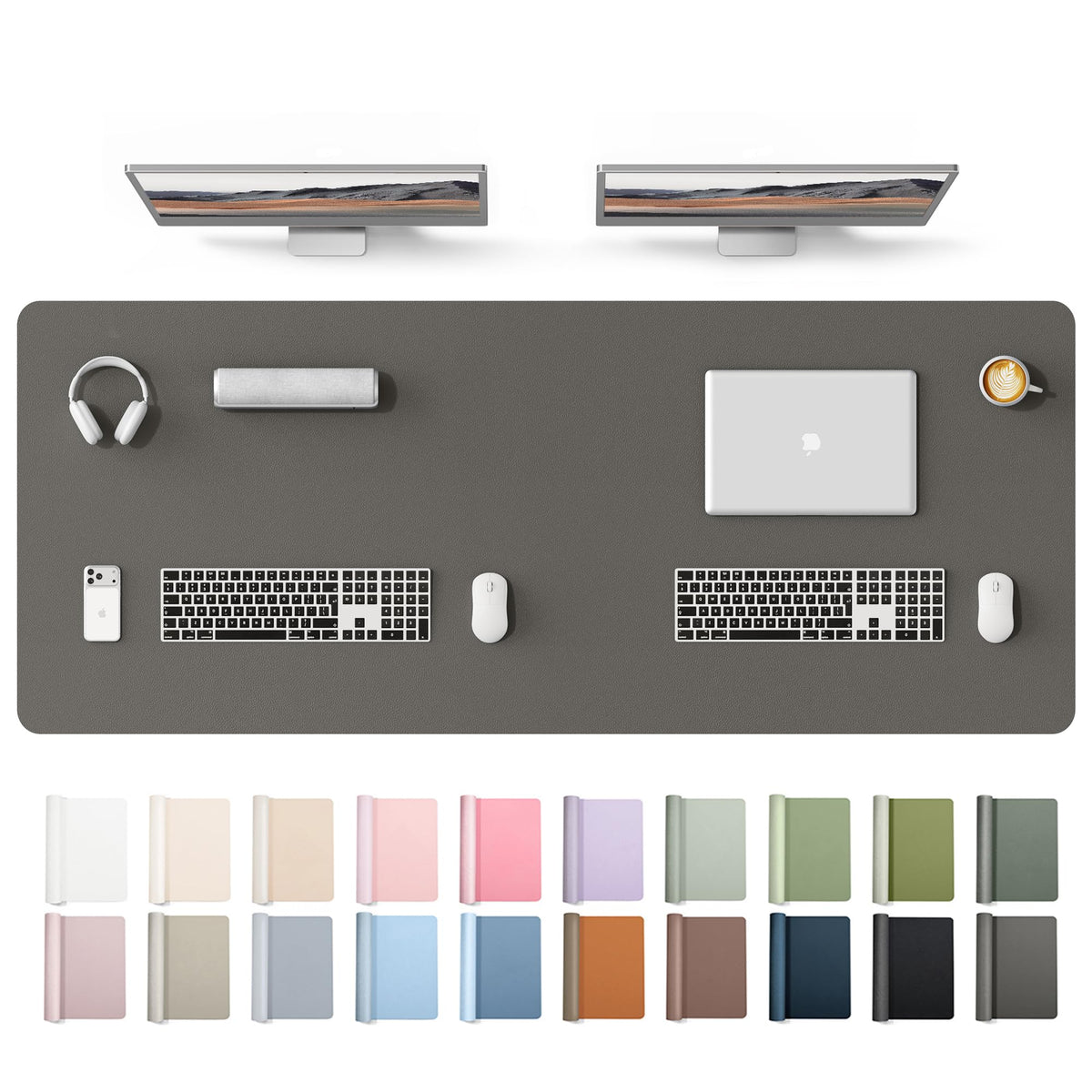 YSAGi Leather Desk Protector, Office Mat, Large Mouse Mat, Non-Slip PU Leather Blotter, Laptop Desk