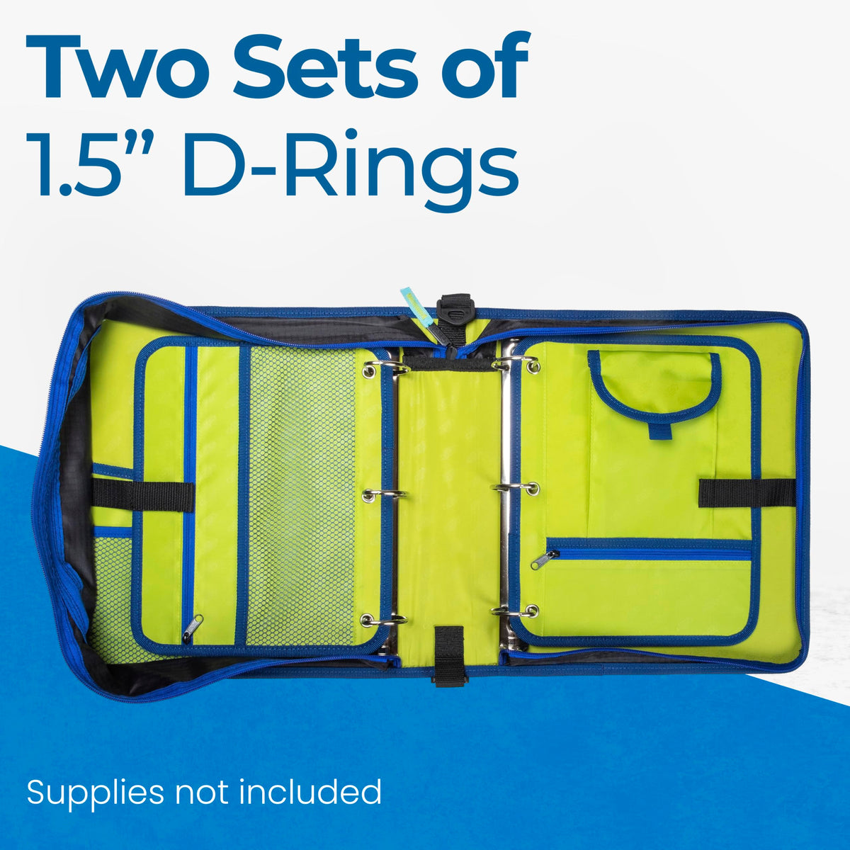 Case-it The Dual 2-in-1 Zipper Binder | Two 1.5-Inch D-Rings, 600 Sheet Capacity, Pencil Pouch &
