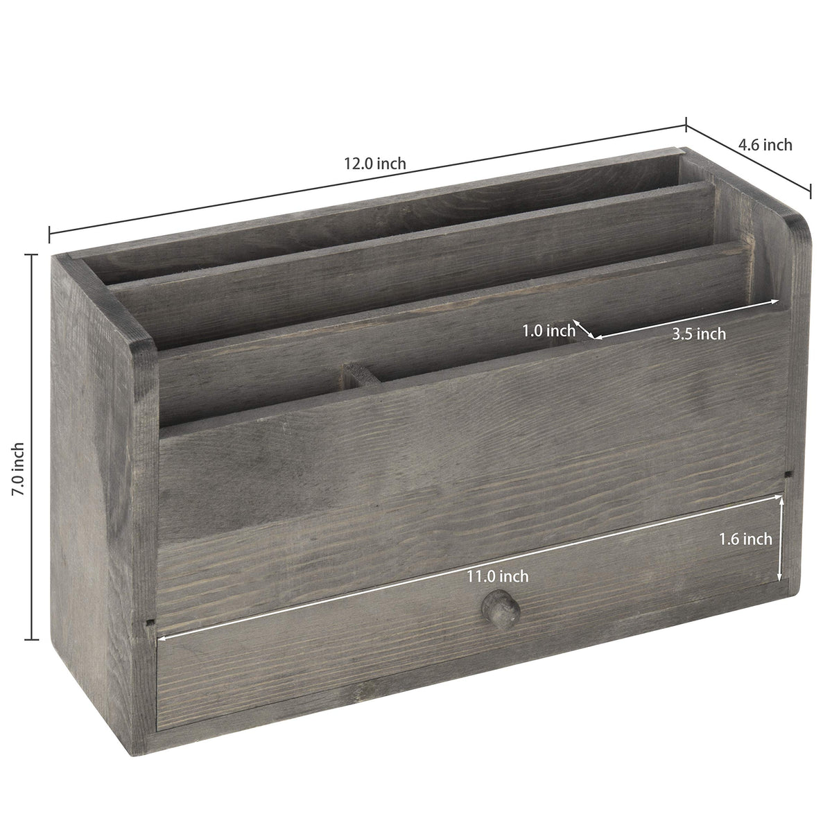 MyGift Rustic Gray Solid Wood Office Desk Supplies and Stationery Organizer, 5 Slot Wooden Desktop