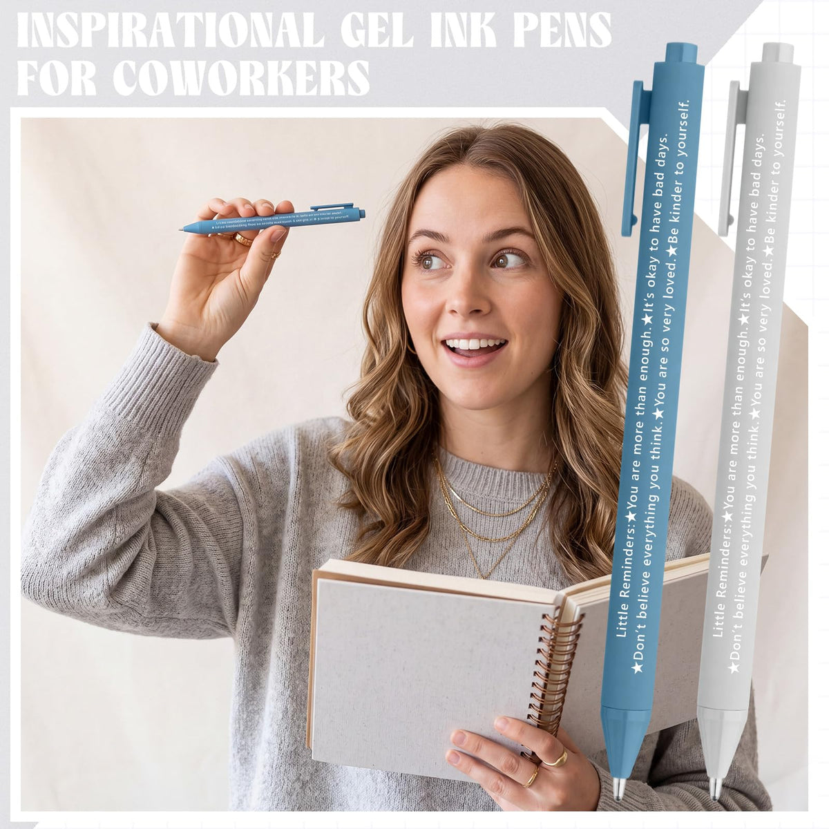 Crtiin 50 Pcs Gel Ink Pens Motivational Pen for Coworkers Students Inspirational Pens Bulk Smooth
