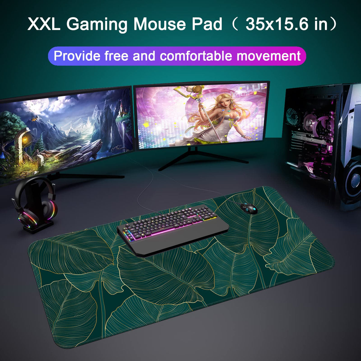 Wiabsi Desk Mat Pad,Large XXL Extended Mouse Pad Mat for Desktop Keyboard