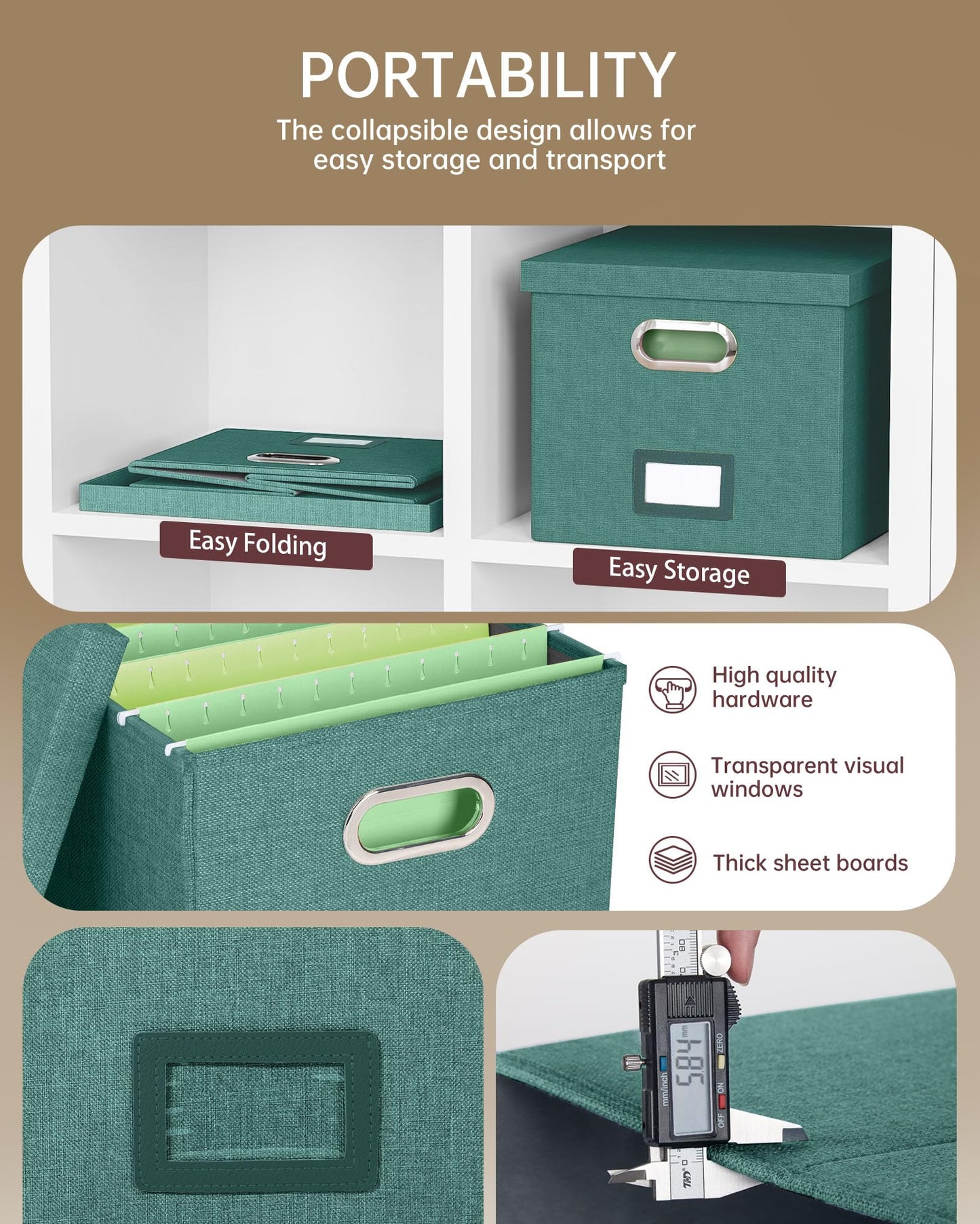 Oterri File Organizer with Lid, File Box, File Cabinet for Letter File Folder Storage, Hanging File