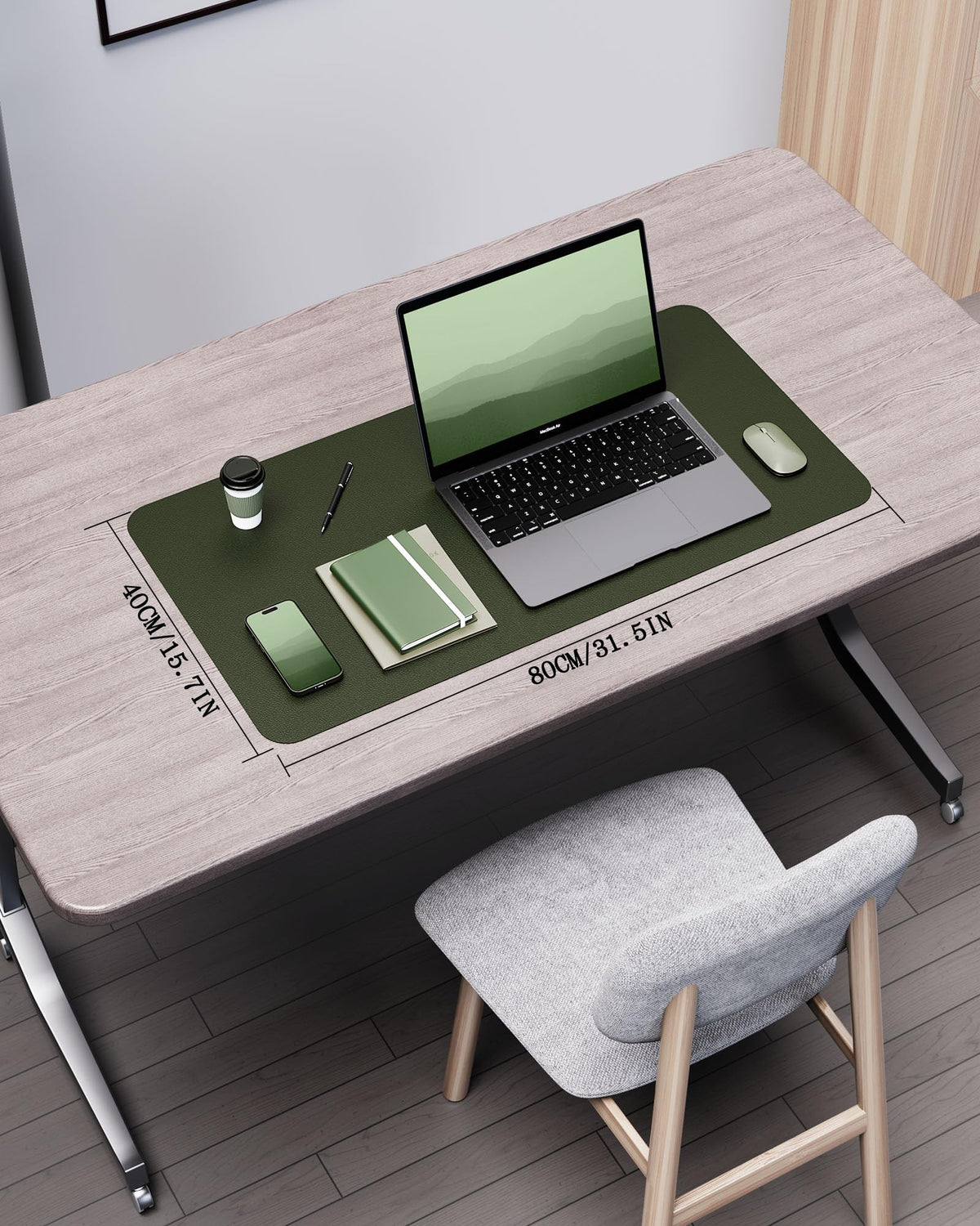 YSAGi Double-Sided Desk Pad, 31.5"x15.7" Leather Desk Mat, Eco Cork Desk Pad Protector,Large Mouse