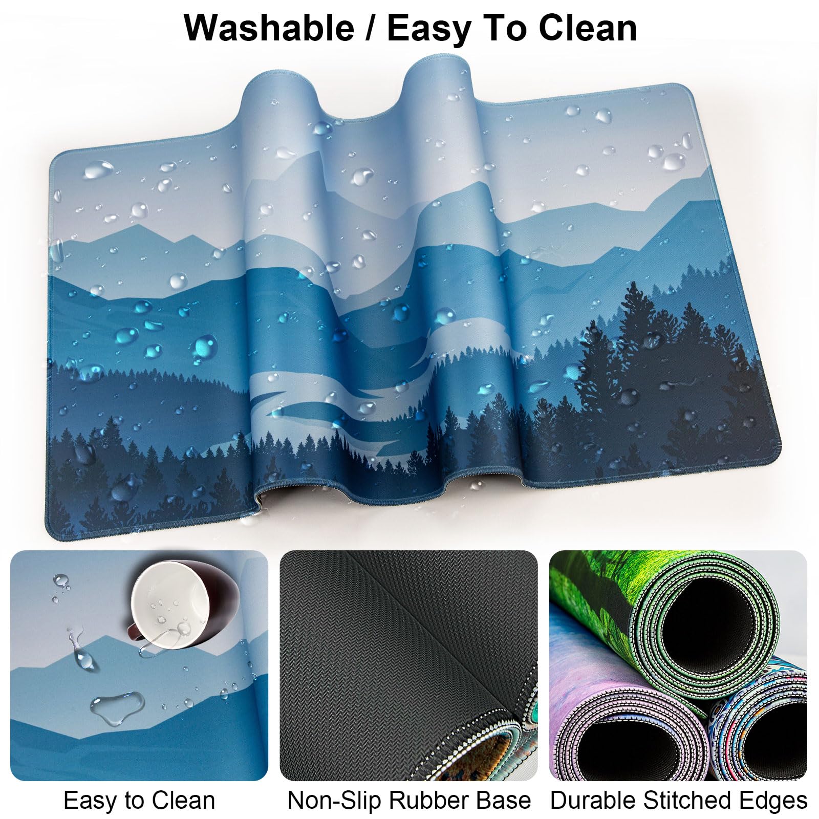 4 in 1 Mouse Pad and Keyboard Wrist Rest,Large Desk Mat,Coaster Set-Forest