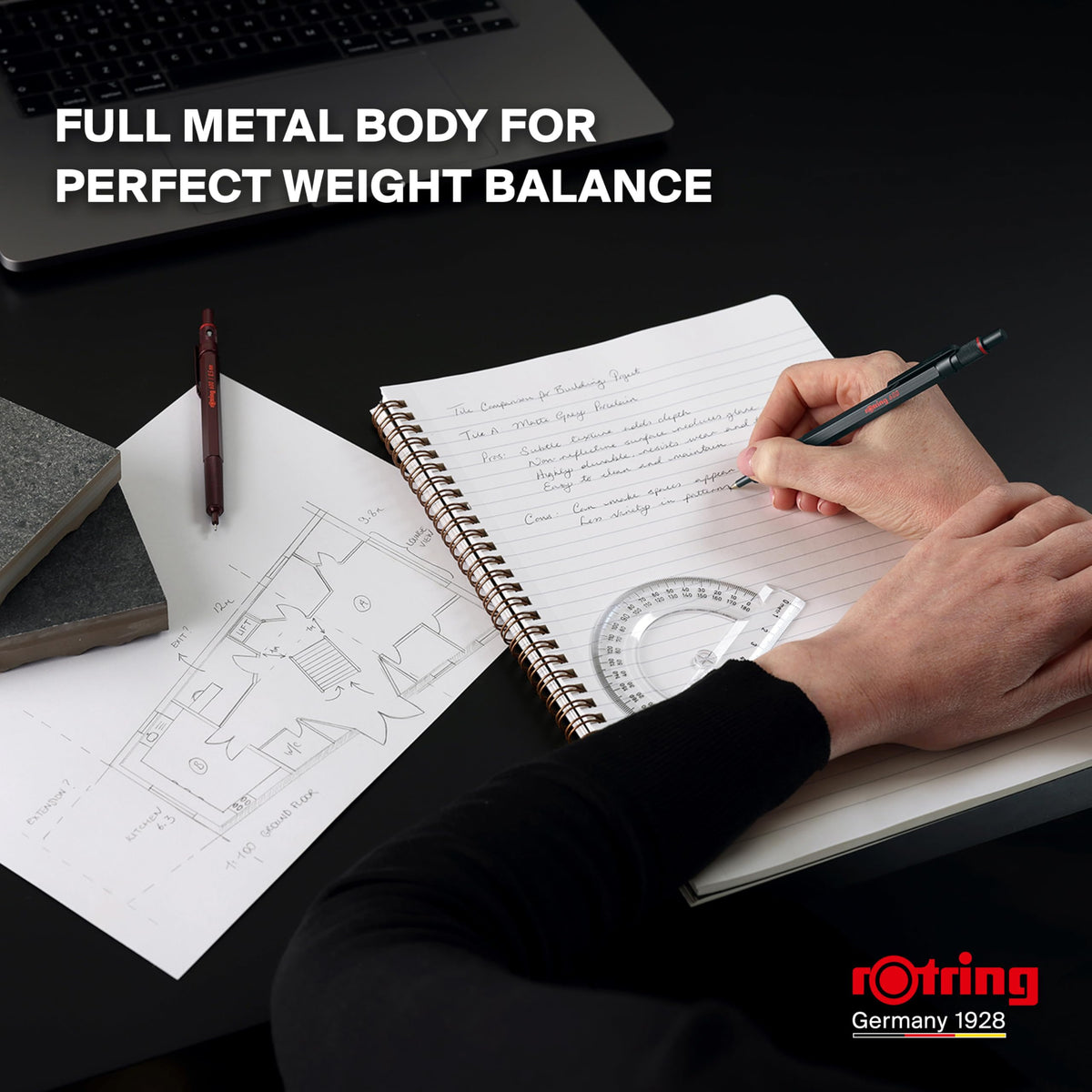rOtring 600 Ballpoint Pen | Medium Point | Black Ink | All-Metal Body Pen | Chocolate Truffle |